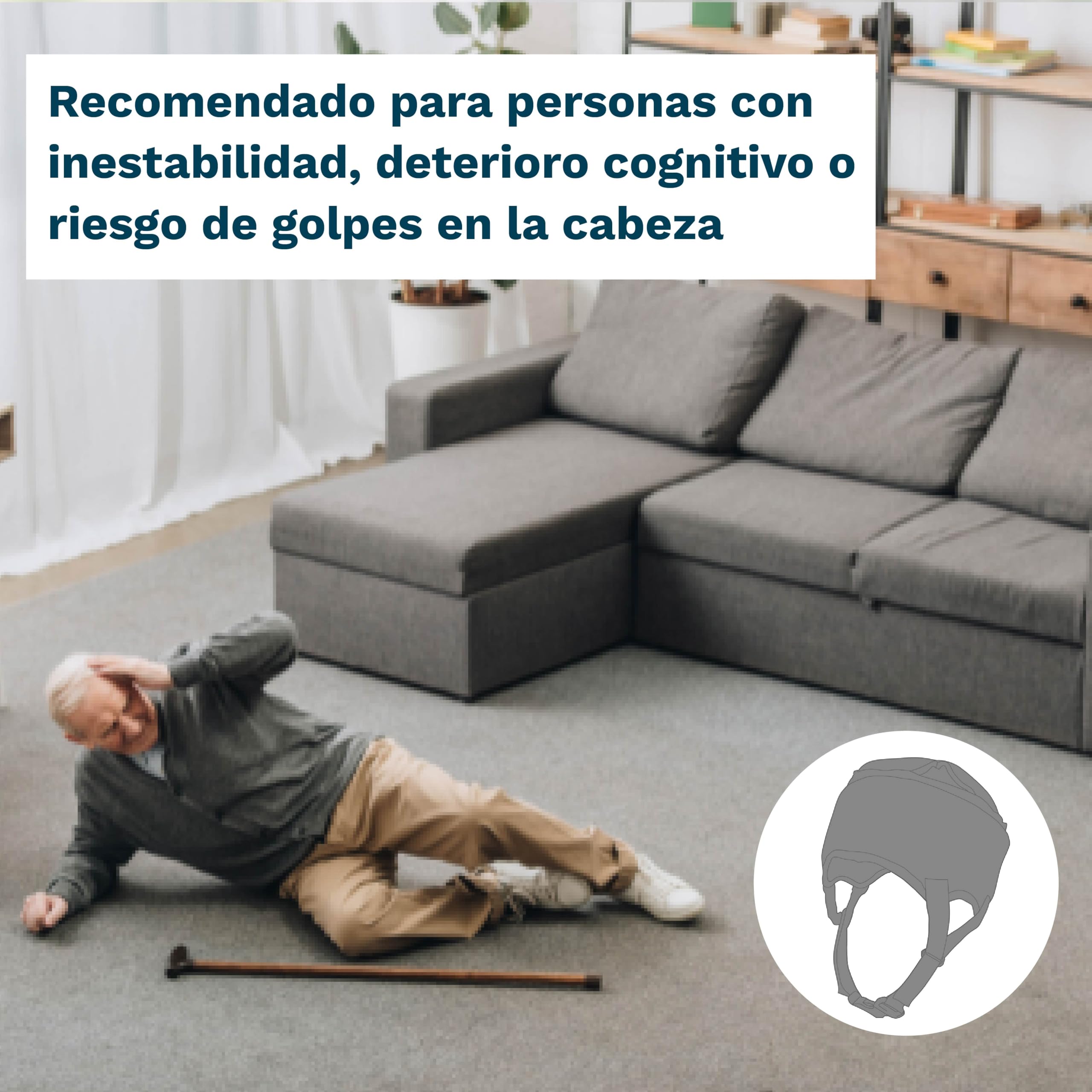 Ubio Casco de Protección Craneal Negro, Tejido Transpirable - Protector para la Cabeza Personas Mayores, Epilepsia, Convulsiones, Niños, Adultos - Arnés de Mentón Ajustable 50-54cm Fabricado en España