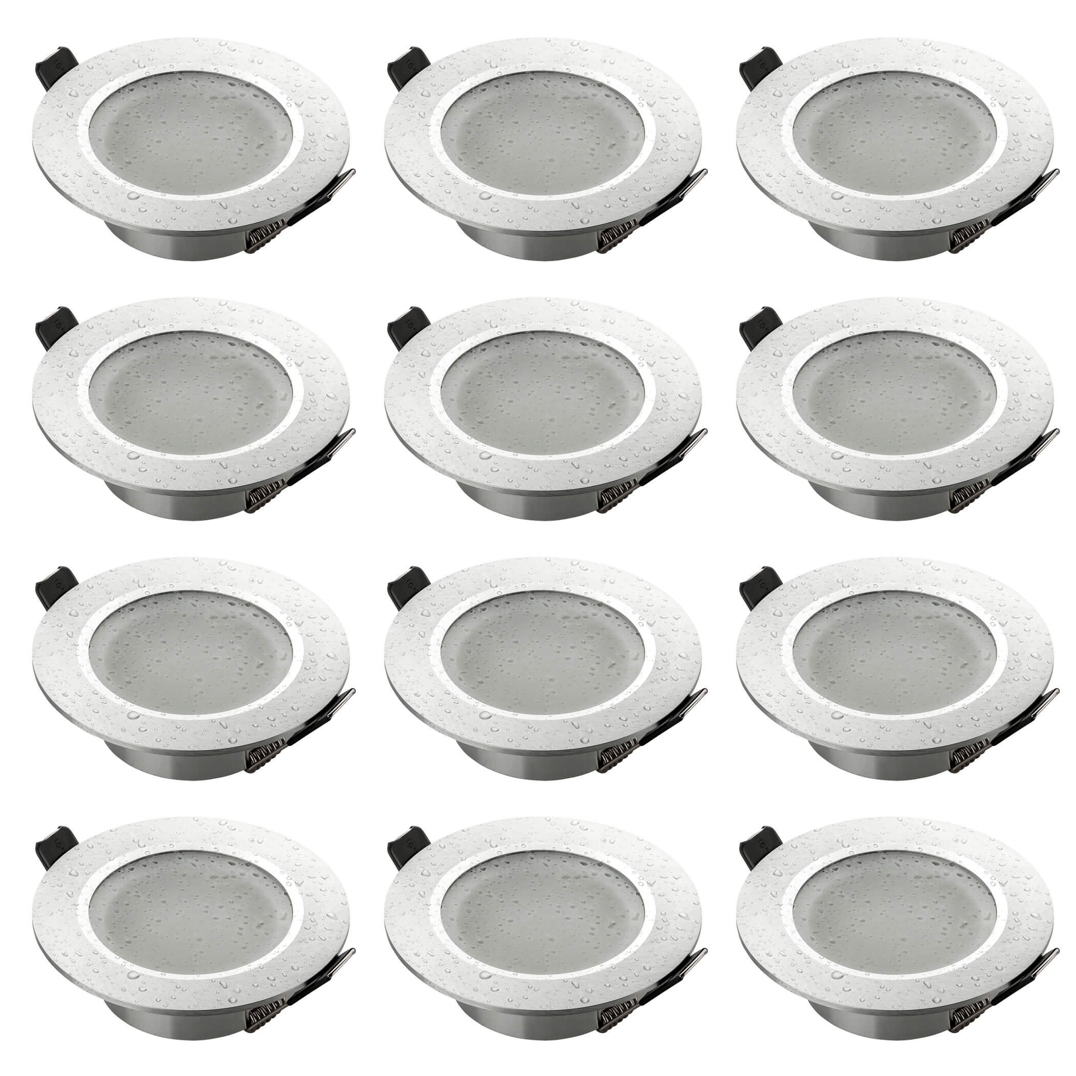 SEBSON Faretto da Incasso per Bagno IP44 incl. Portalampada GU10 | Foro di Montaggio ø70mm (min. 67mm, max. 83mm) - Faretti da Soffitto ø90mm - Set da 12
