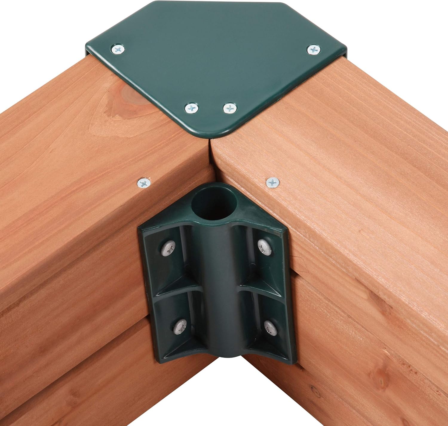 Gorilla Playsets 02-3019 Interlocking Sandbox with Cover and Umbrella, Wood, Square, 45.5" W x 45.5" D x 8" H, Brown