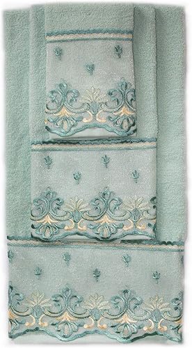 DANIEL'S BATH Crown - Juego de 3 toallas, toallas de baño de 48 pulgadas de largo x 24 pulgadas de ancho, toalla de mano de 12 pulgadas de largo x