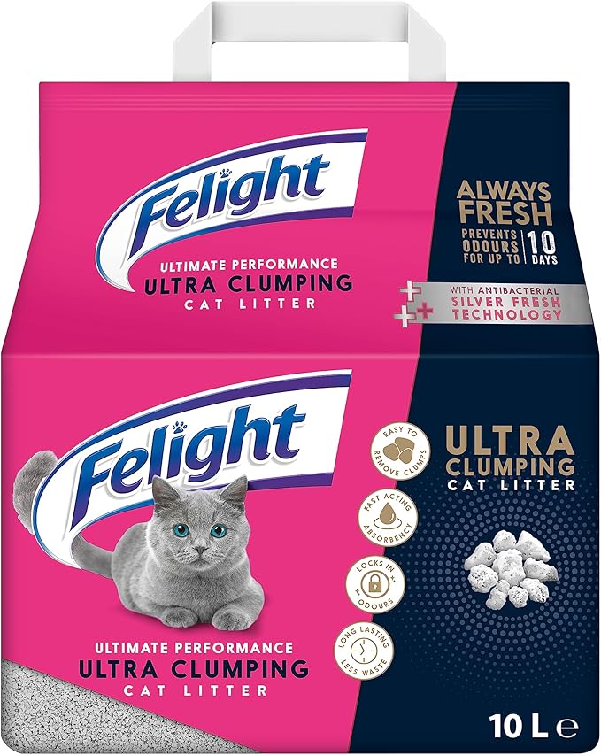 Felight Ultra Clumping Cat Litter (10L Bag) FastActing Absorbency