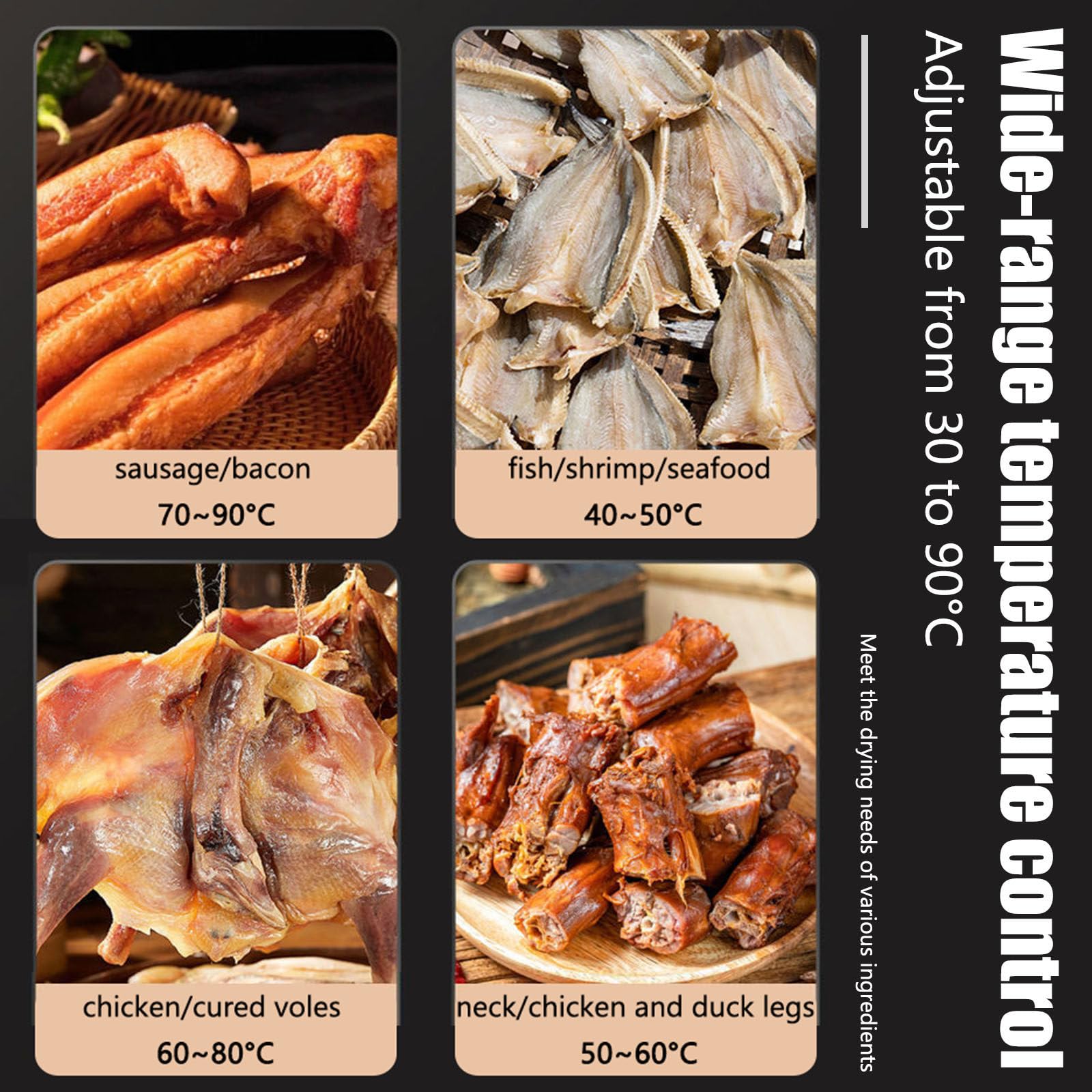 Macchina per la disidratazione degli Alimenti da 800 W | essiccatore per carne rotante con timer digitale 24 ore, disidratatore per alimenti per carne, controllo touch LED