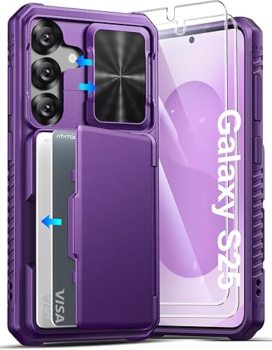 Miniatura 34 de ATATOO Funda para Samsung Galaxy S25 FE, tarjetero integrado (3-5 tarjetas) y cubierta de cámara deslizante y bloqueo RFID, protección de grado