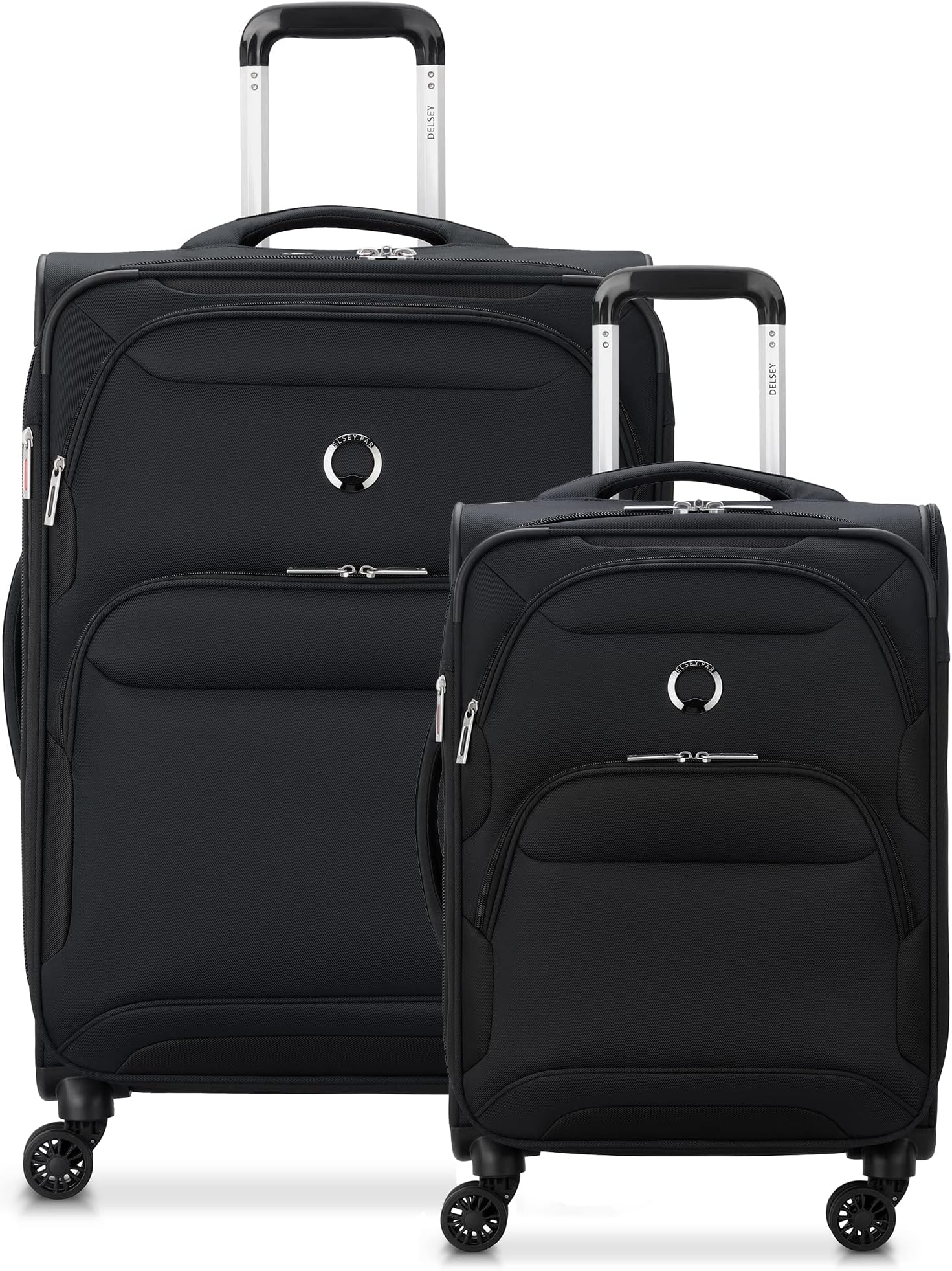 DELSEY PARIS Sky Max 2.0 Softside Expandable Luggage with Spinner Wheels, Black, 2-Piece Set (21/24)