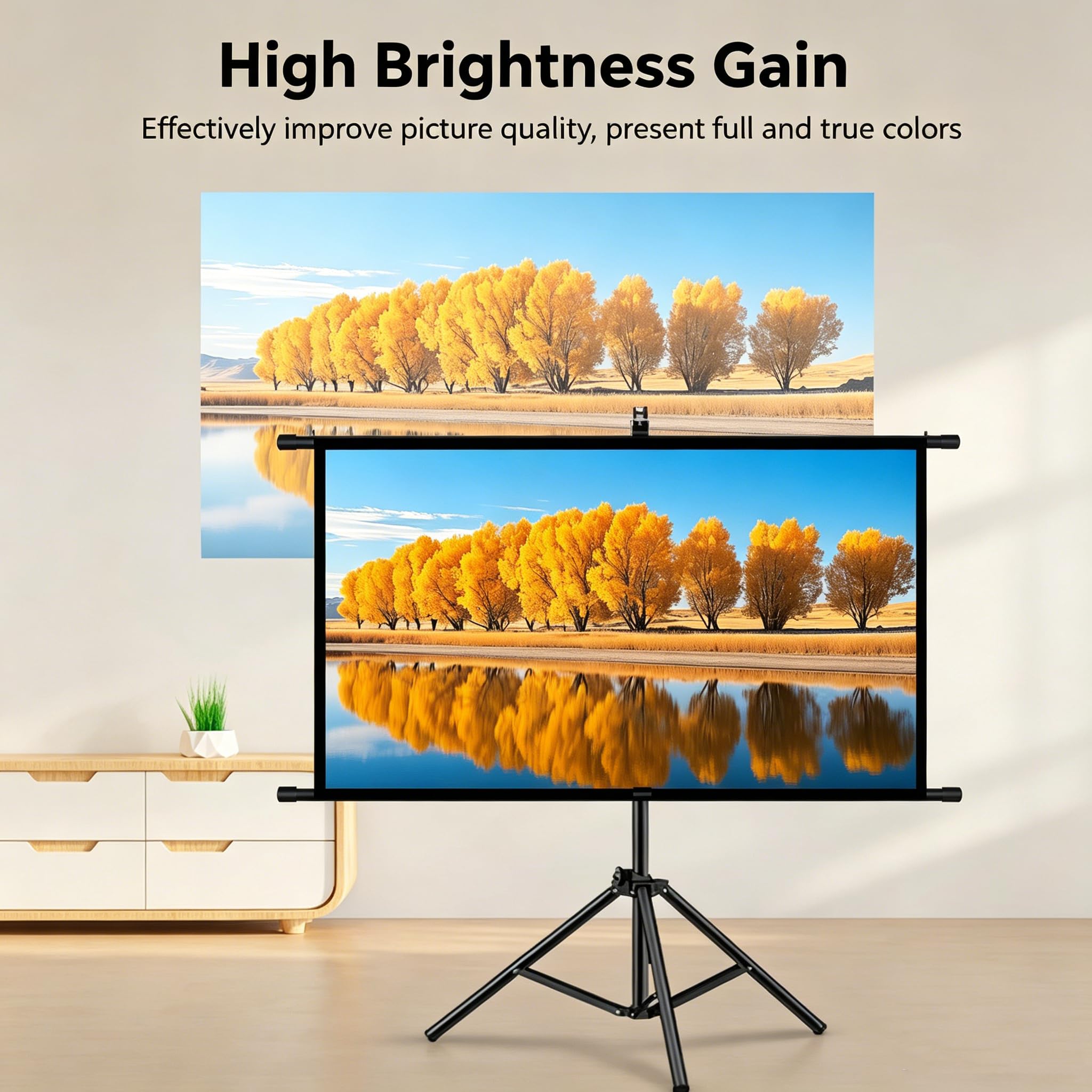 Schermo Per Proiettore Con Supporto, 72/84/100 Pollici 4k Hd, Schermo Cinematografico Con Ganci Adesivi E Chiodi Senza Lasciare Tracce, Visione Super Ampia, Proiettore A Parete Per Home Cinema 72in