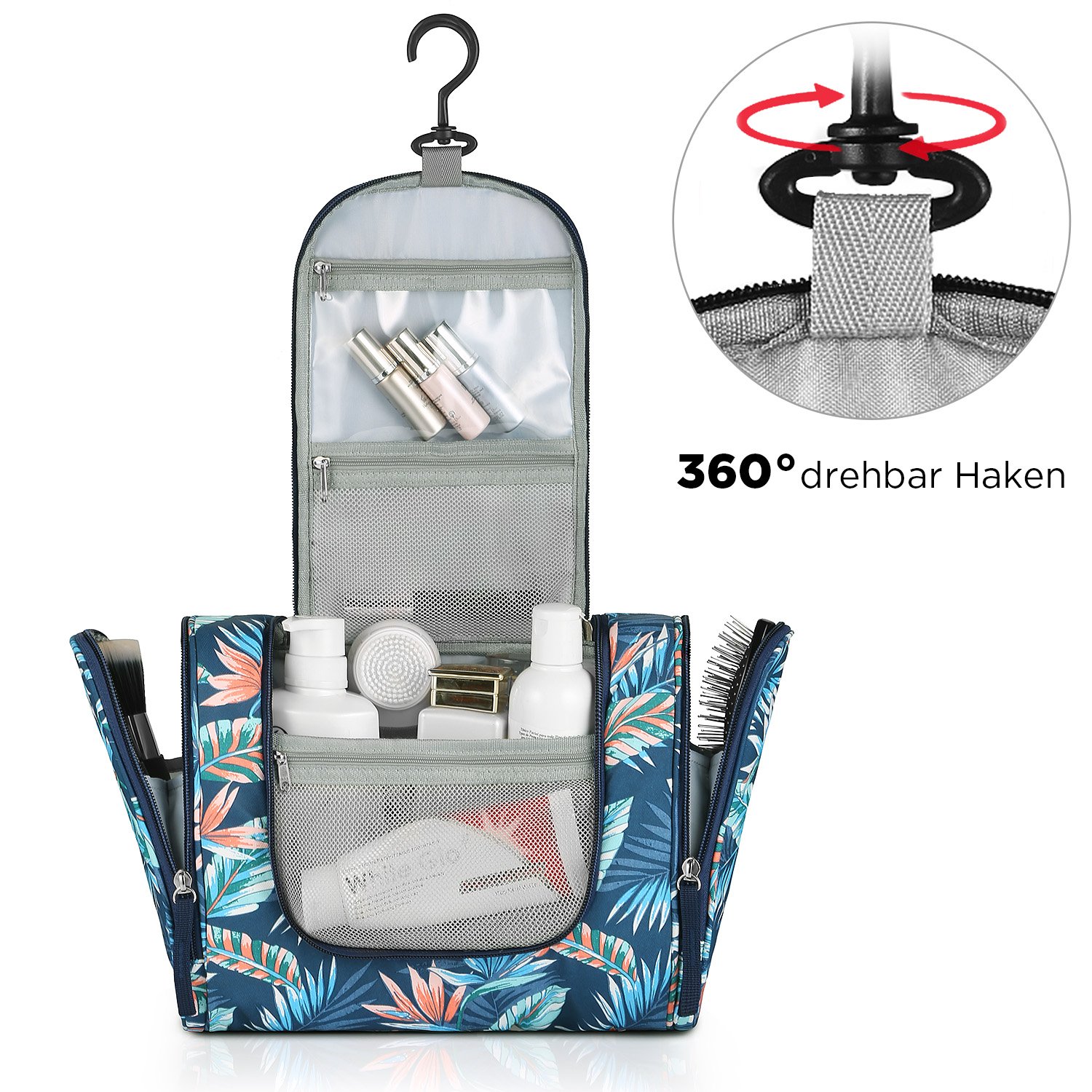 FOREGOER Trousse de Toilette Voyage Grande Sac de Toilette cosmétiques à Suspendre Vanity Femme - 3