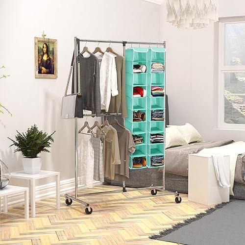 Miniatura 4 de Simple Houseware Organizador de zapatos colgantes con 10 estantes para armario, turquesa