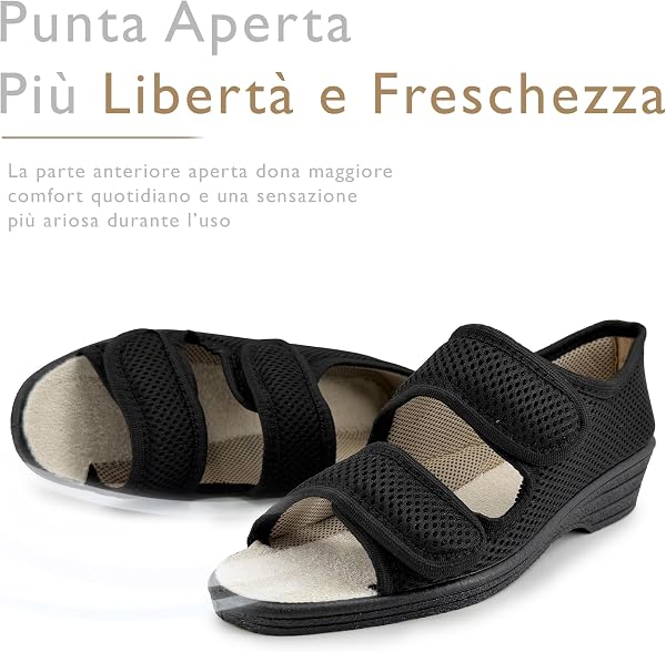 JOMIX Ciabatte Donna Estive con Strappo Pantofole Casa Morbide Regolabile Tomaia in Rete Traspirante Tallone Chiuso Stabile e Zeppa Bassa Comfort - 5