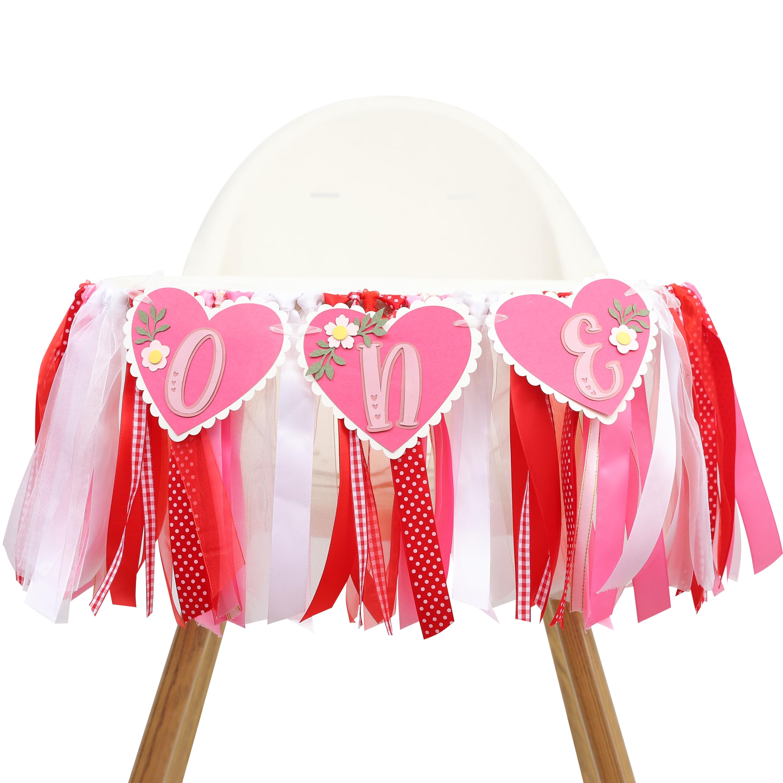 Bannière en ruban Sweet Love rose et cœur décoration chaise haute premier anniversaire