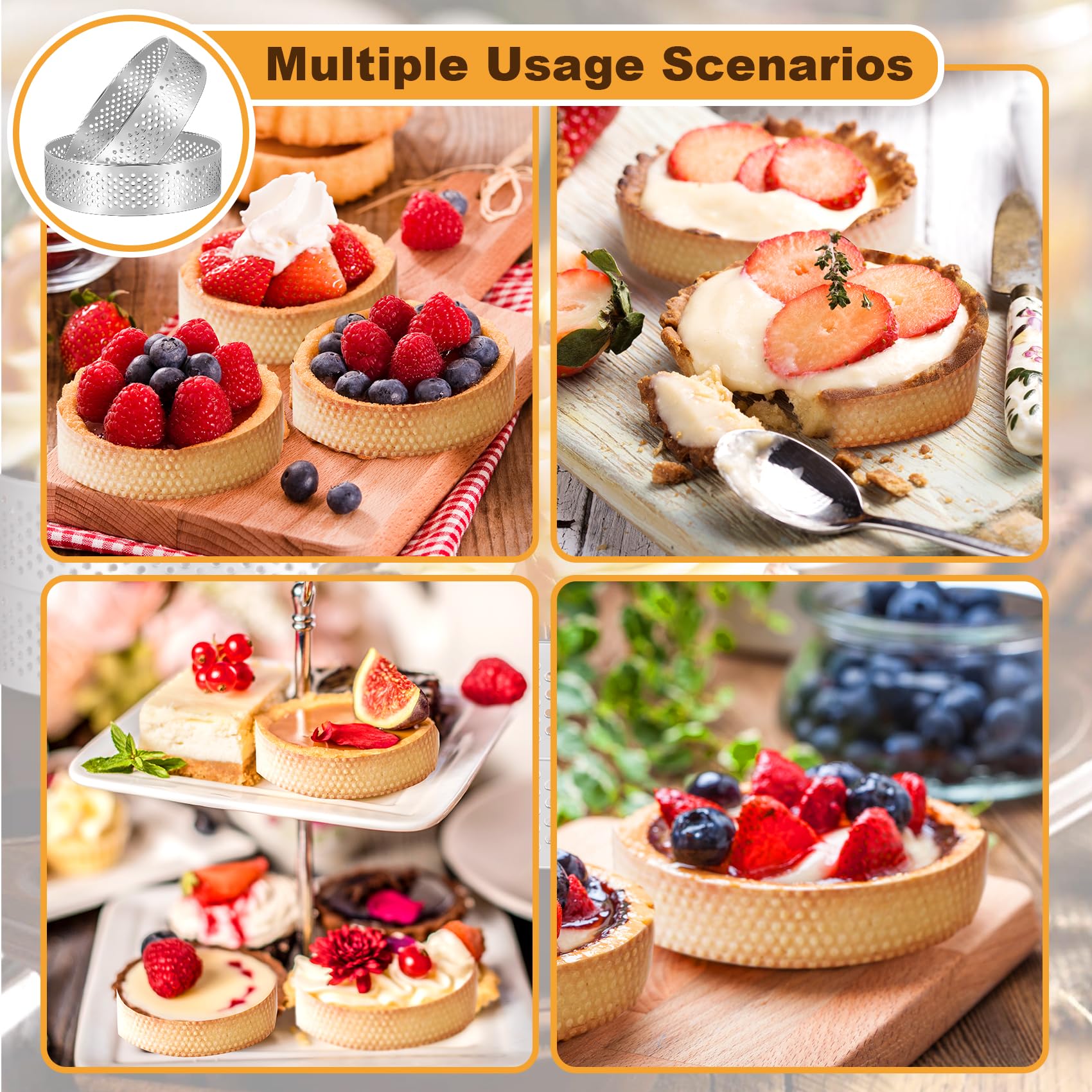 Fixation Anneaux Gâteau Extensibles ERINGOGO 6 Pièces Anneaux à Gâteau Extensibles Acier Accessoire Pâtisserie Anneaux Mousse