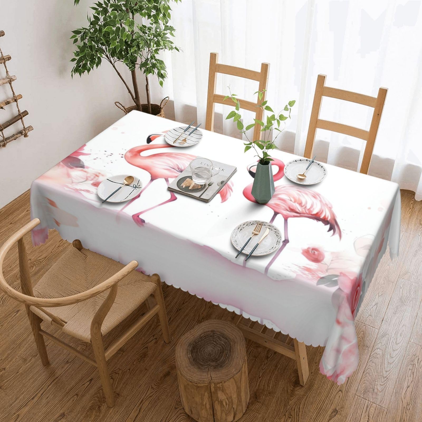 Nappe rectangulaire 137x183 cm flamants roses idéale pour repas de famille et tables de jardin