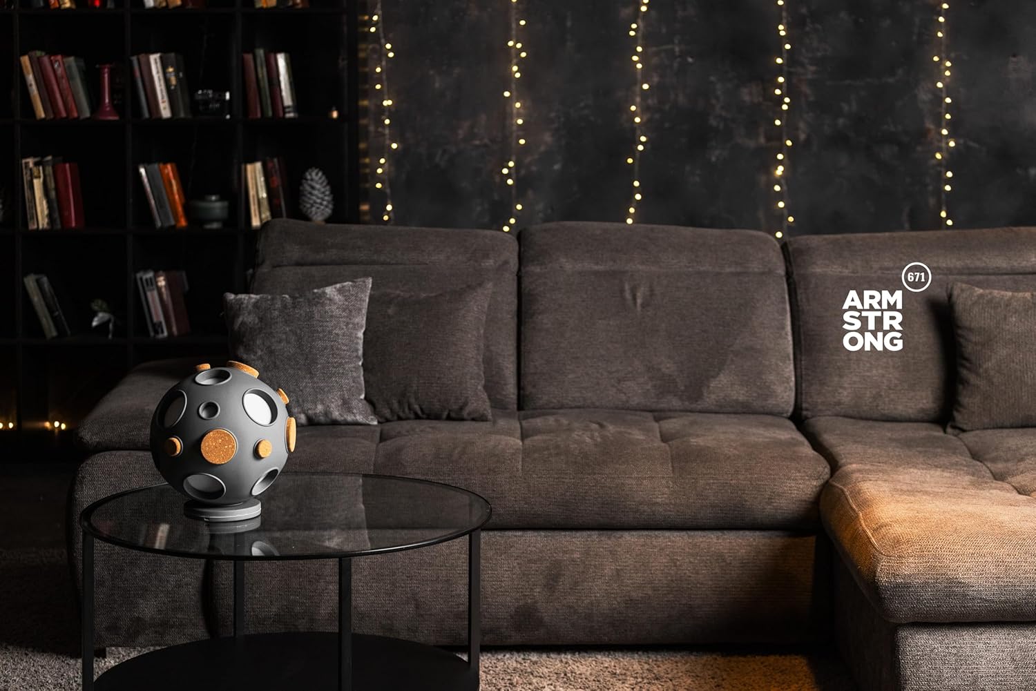 Moon-Inspired Table Lamp, Adjustable Glow, Interactive Cork Details, Ergonomic Design,Ivory and Gray Available (Graphite Gray)