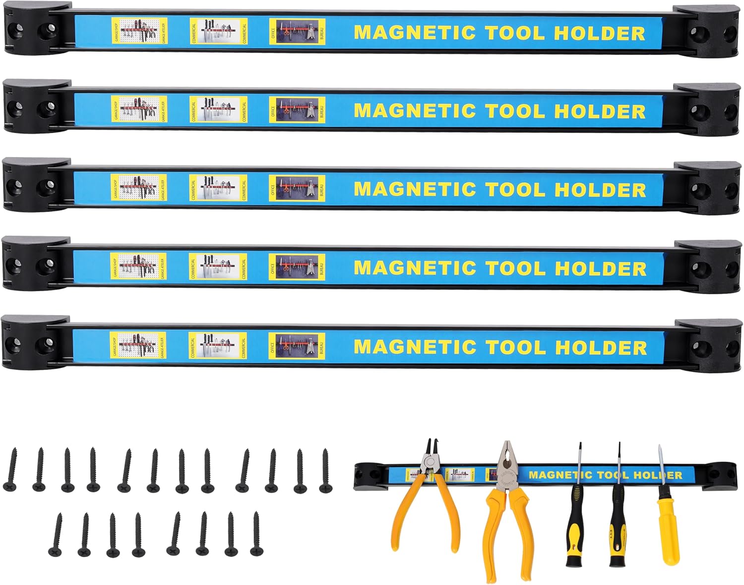 Havemies 5-Pack 16" Magnetic Tool Holder–40LBS Pull,Black