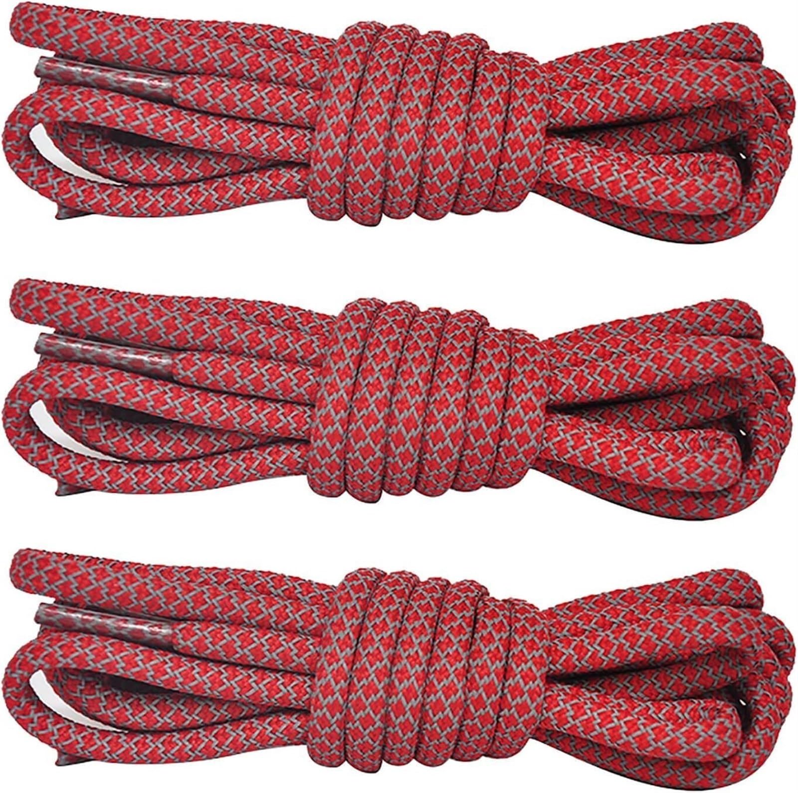 Schnürsenkel,Starke Schnürsenkel,Schnürsenkel.Runde Reflektierende Schnürsenkel for Sportschuhe,3 Paar(Red,180cm)