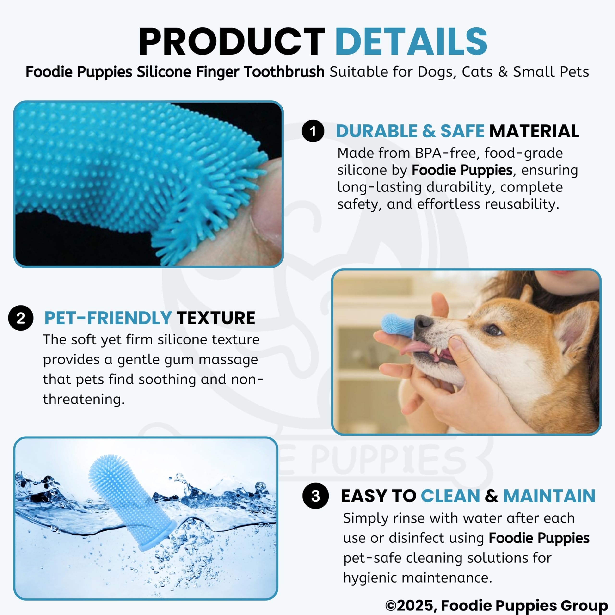 Foodie Puppies Natural Soft Silicone Finger Toothbrush for Dogs (Pack of 2) | Easy Teeth Cleaning | Massaging | Soothing Gums | Fresh Breath | Pets Oral Care Supplies 2