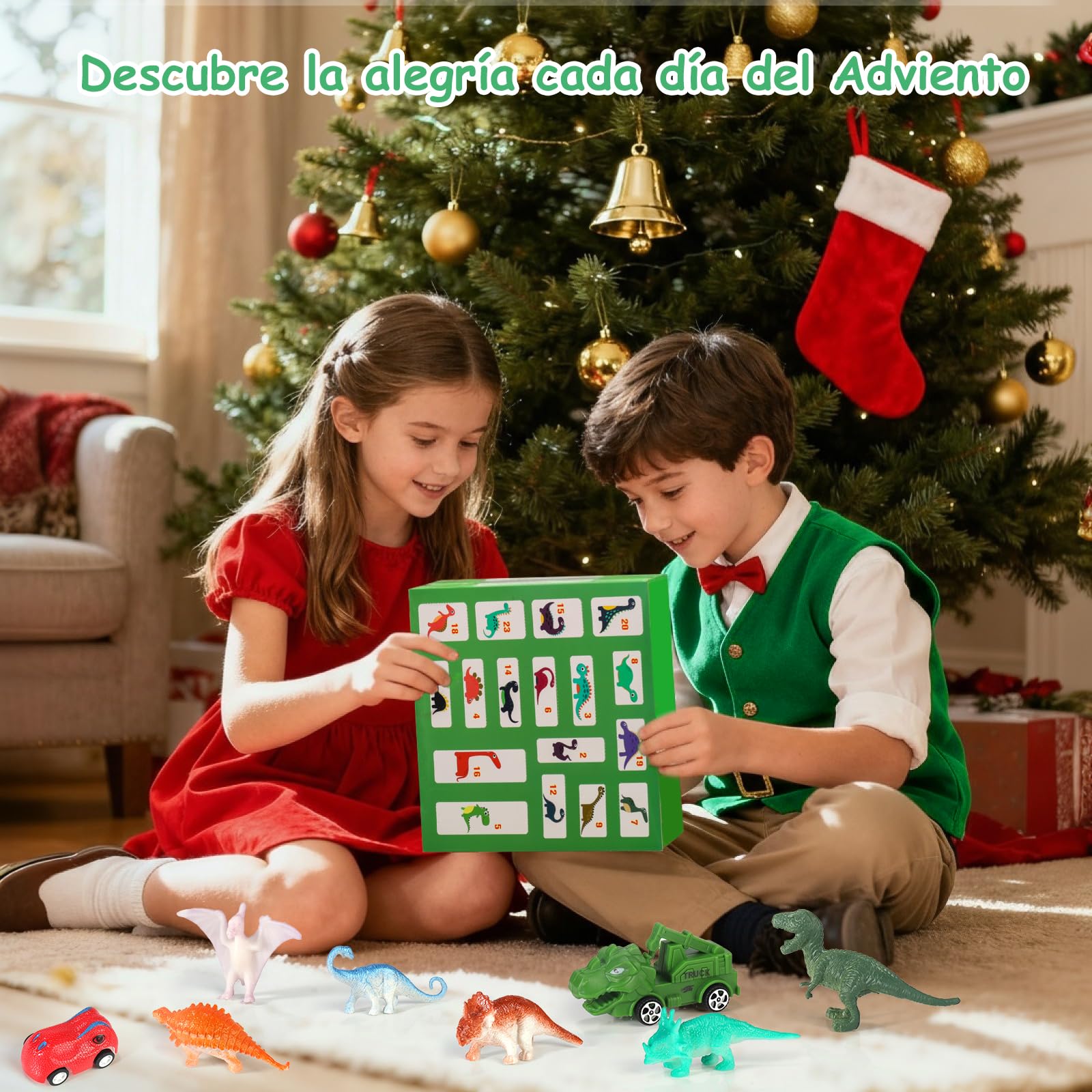 OKYUK Calendario de Adviento, Calendario Adviento de Dinosaurios para Niños con 16 Dinosaurios Únicos, Calendario Juguetes para Niños de 3 Años en Adelante