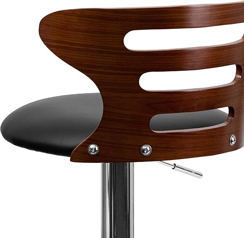 Miniatura 9 de Flash Furniture Taburete de bar de altura ajustable con tres ranuras en la parte trasera y asiento de vinilo negro