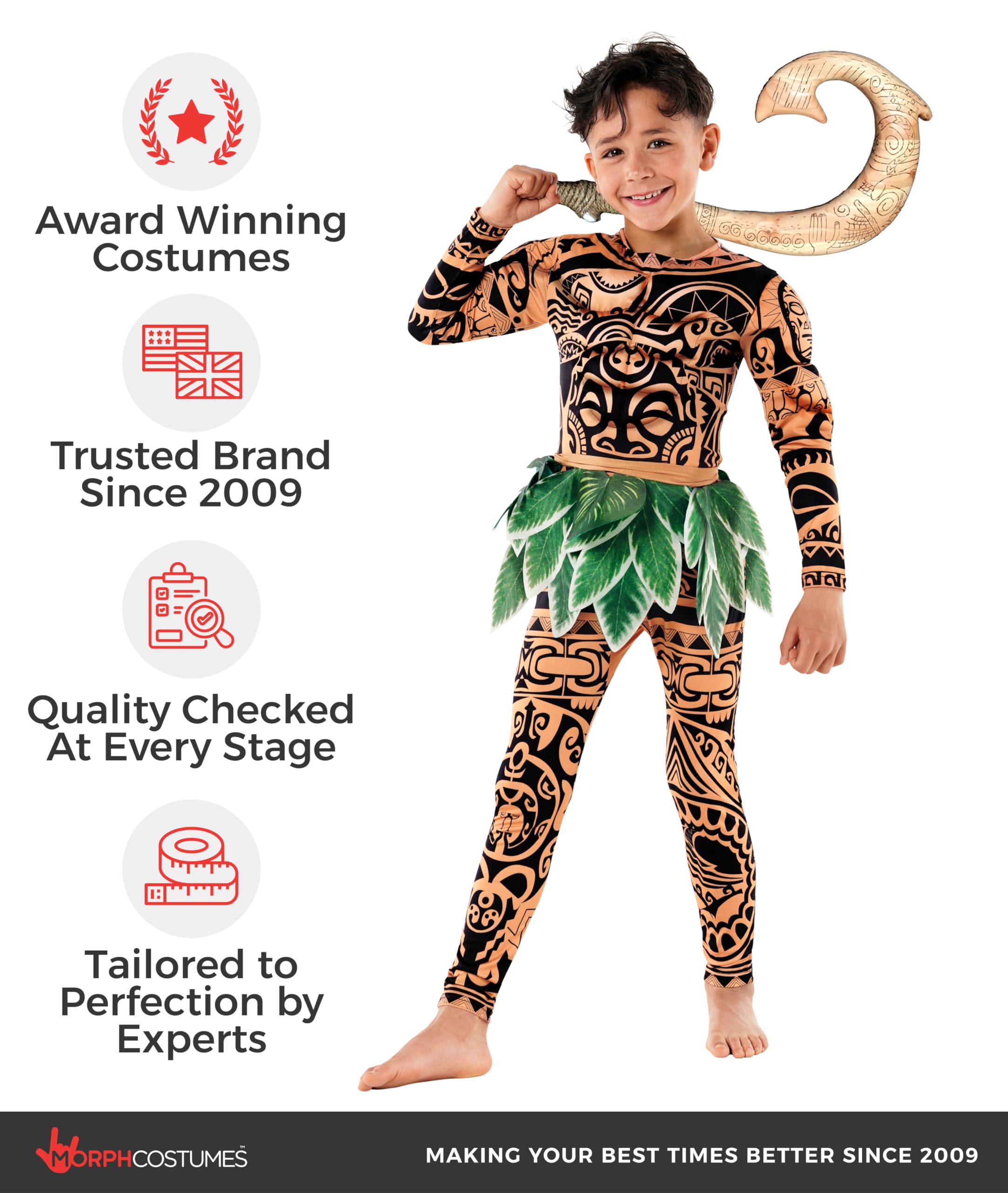 Morph Kostüm Kinder, Maori Verkleidung für Karneval und Halloween, Kreatives Kinderkostüm