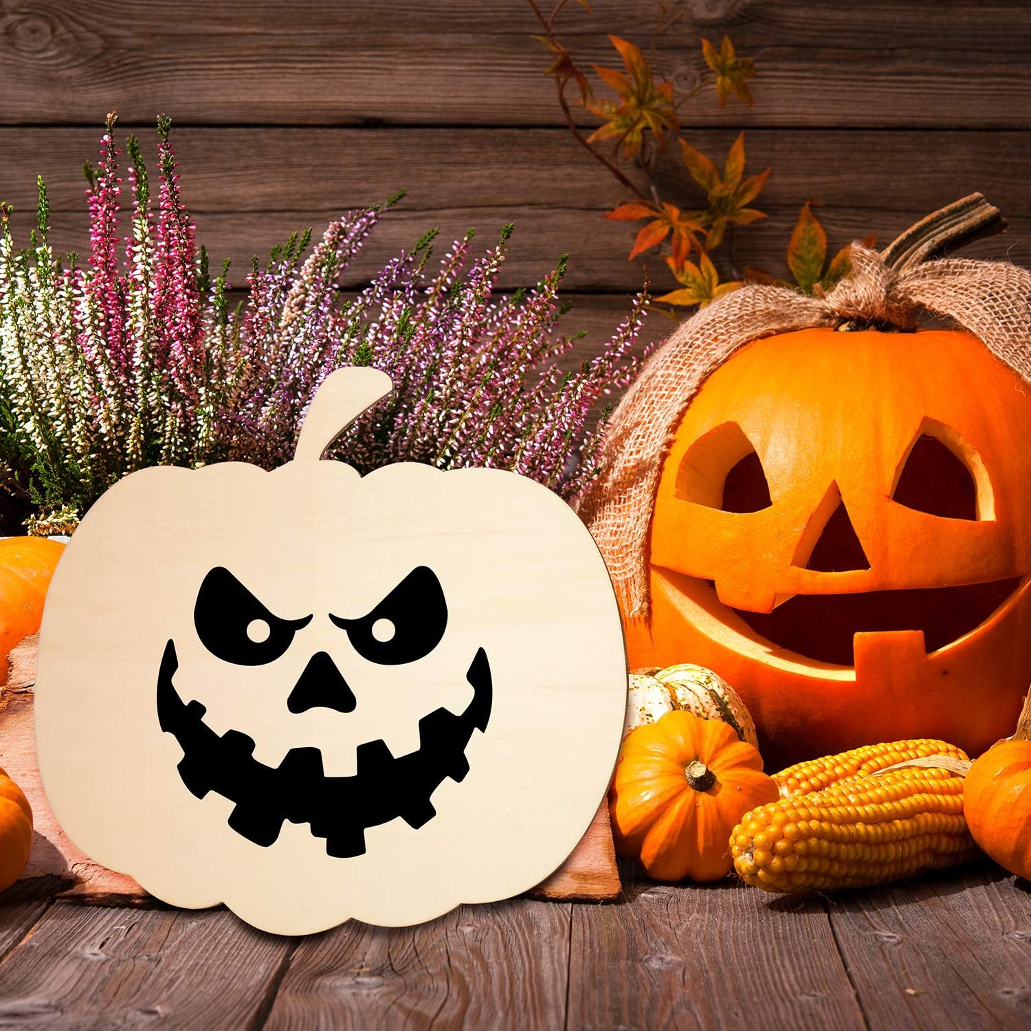 WILLBOND Wooden Pumpkin Cutout Wood Large Unfinished for Craft, 6 Pcs
