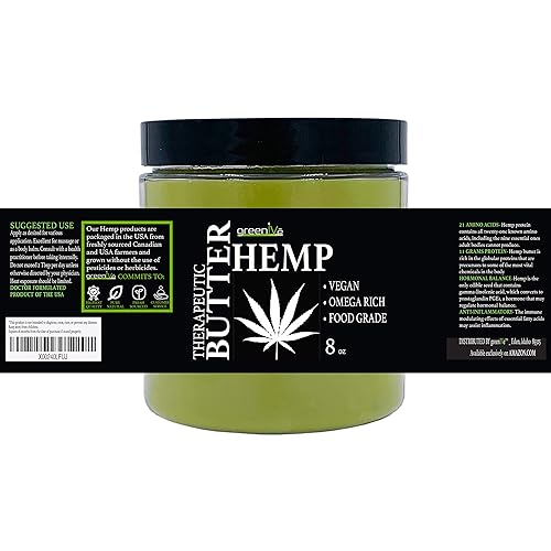 Miniatura 3 de GreenIVe Mantequilla corporal de cáñamo 17,500 mg por onza Aceite de cáñamo cremoso natural crudo y manteca de cacao virgen cultivado orgánicamente.