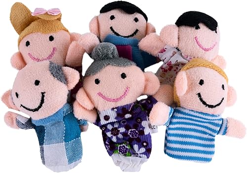 Miniatura 3 de Mini abuelos mamá y papá hermano y hermana marionetas de dedo de familia para niños espectáculos recreación colegios - 6 piezas