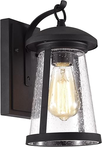 Chloe Lighting Freya - Aplique de pared transitorio para exteriores, 1 luz, texturizado, negro, 11 pulgadas de altura