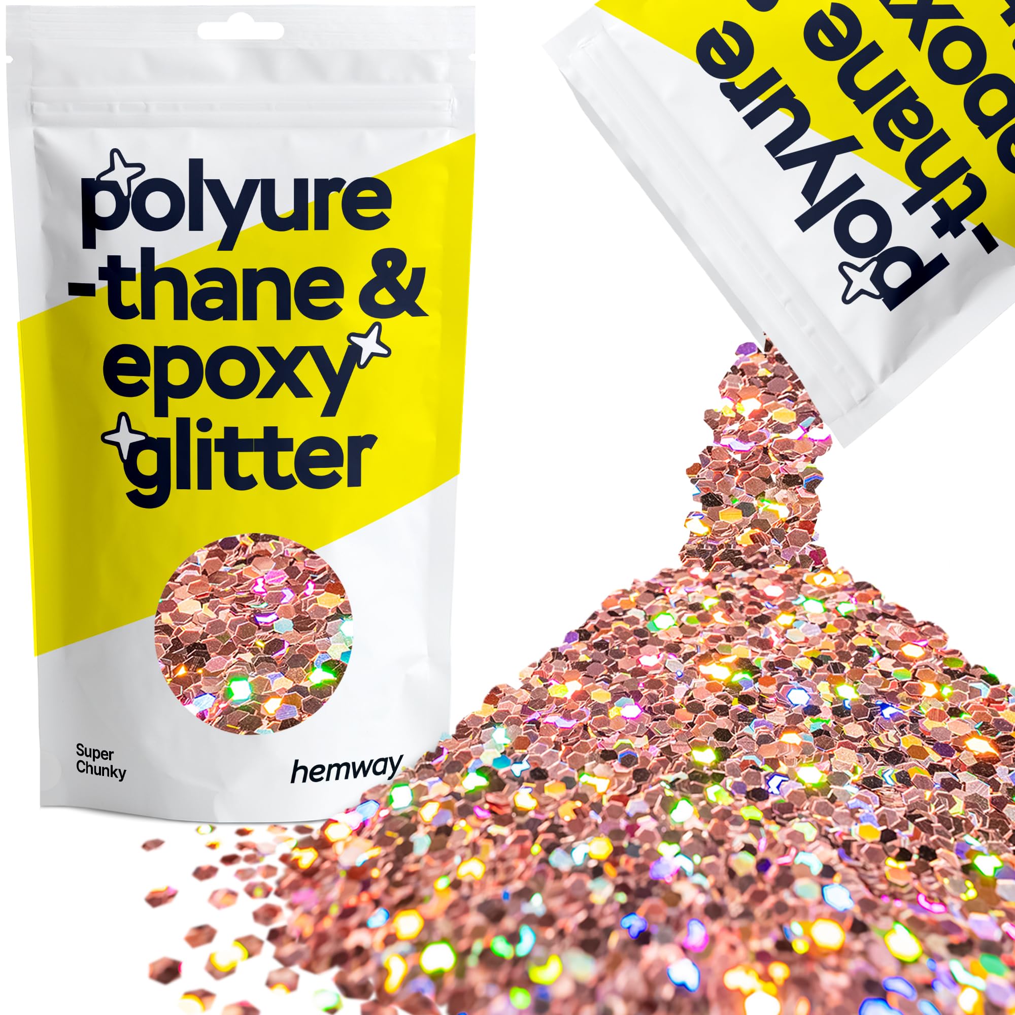 Hemway Resin Glitter Rose Gold Holographic 100g Super Chunky