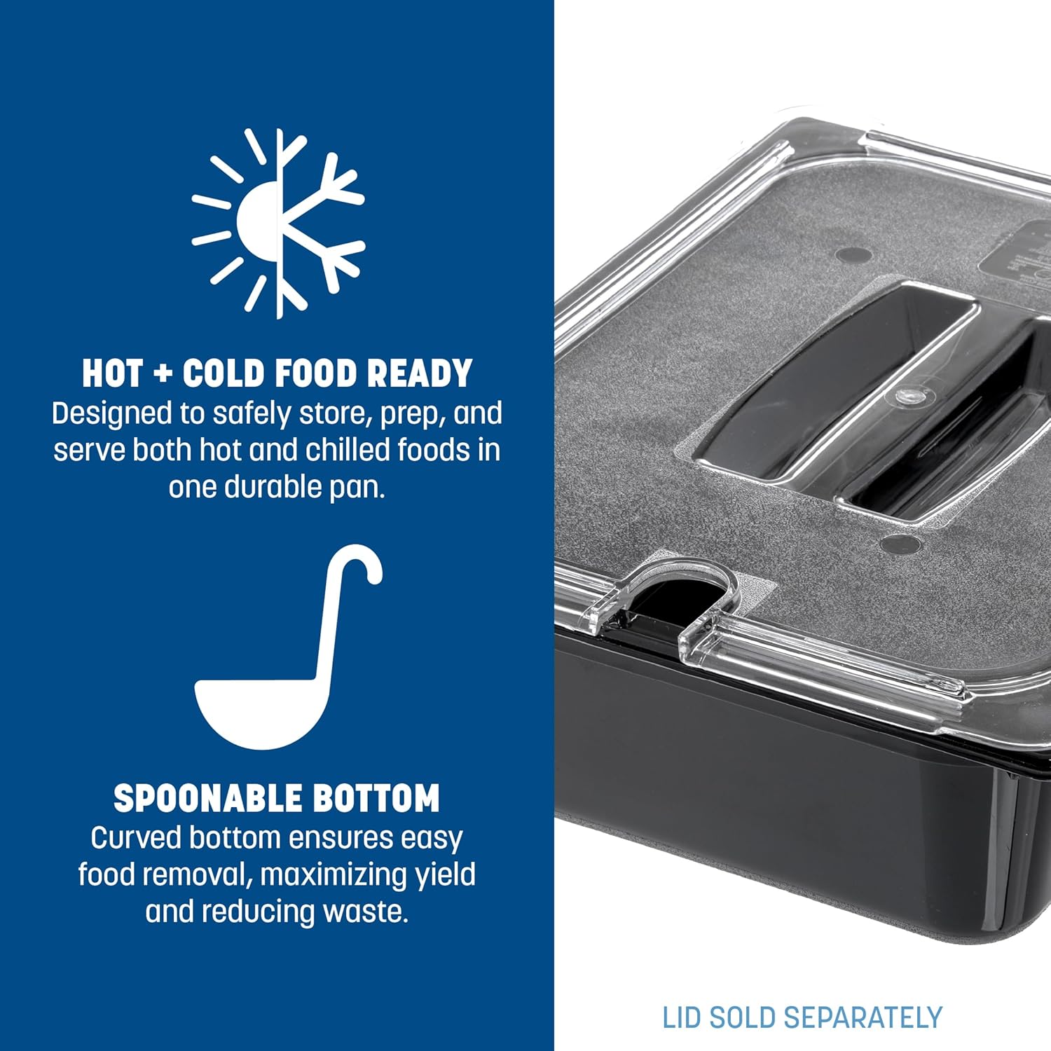 Carlisle FoodService Products 10221B03 StorPlus Half Size Food Pan, Polycarbonate, 4" Deep, Black - Image 4