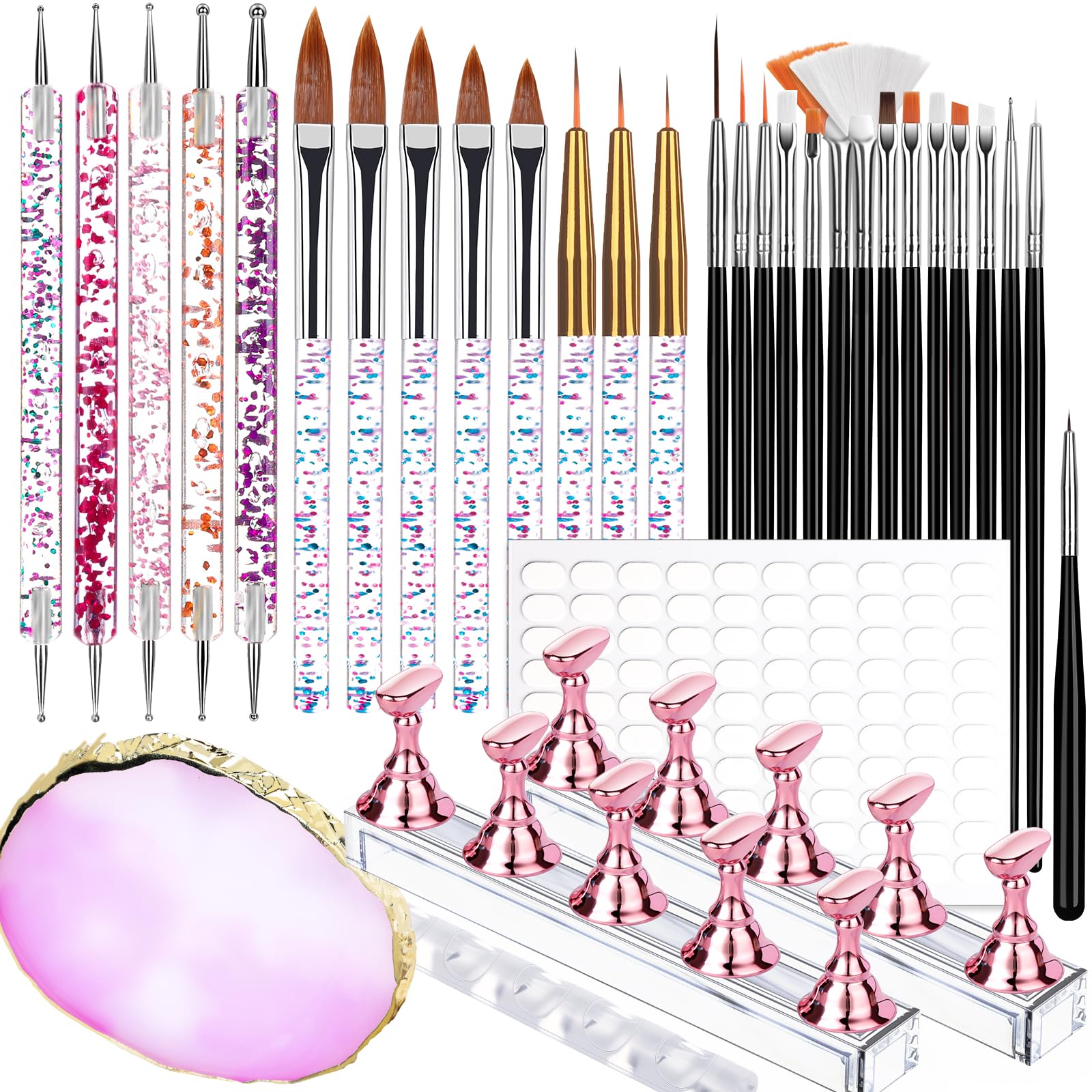 Teenitor Nail Art Tools Set 23 Pcs Nail Art Brushes 5 Pcs Nail Dotting Tool 2 Set of