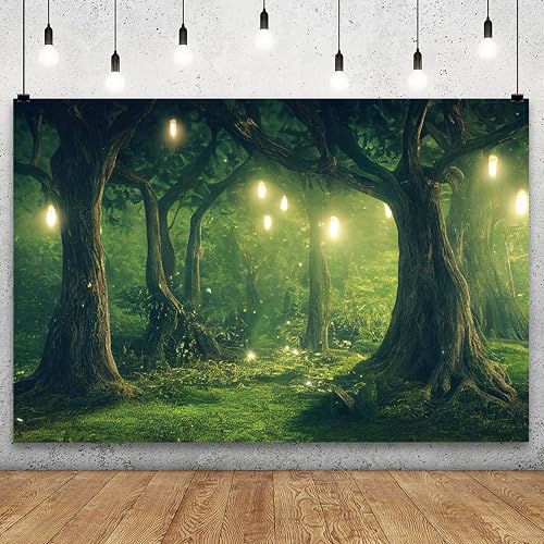 YongFoto 7x5ft Spring Forest Backdrop Enchanted Garden Glitter Light Fairy Tale 