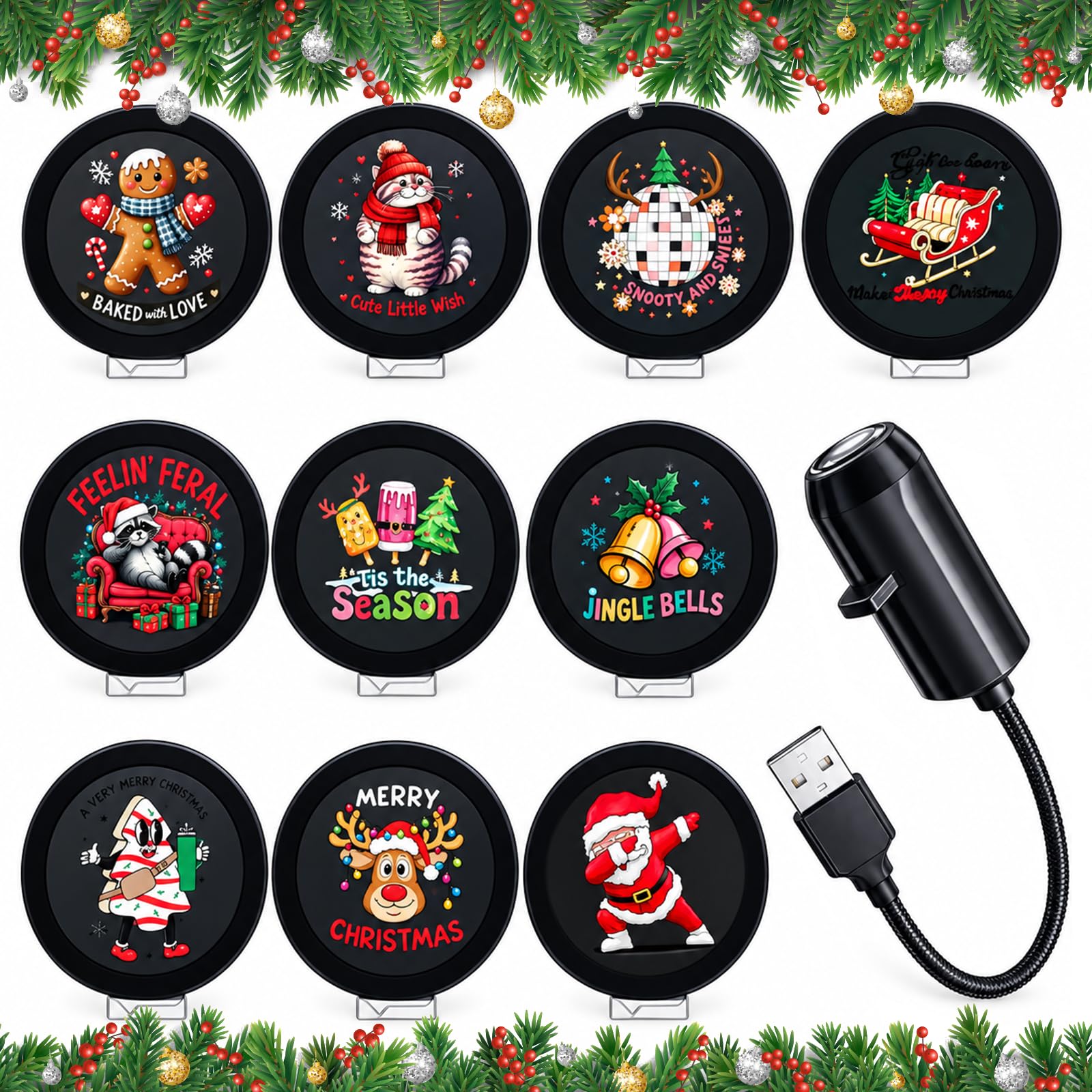 HD 5D Holographic Christmas Night Light Projector