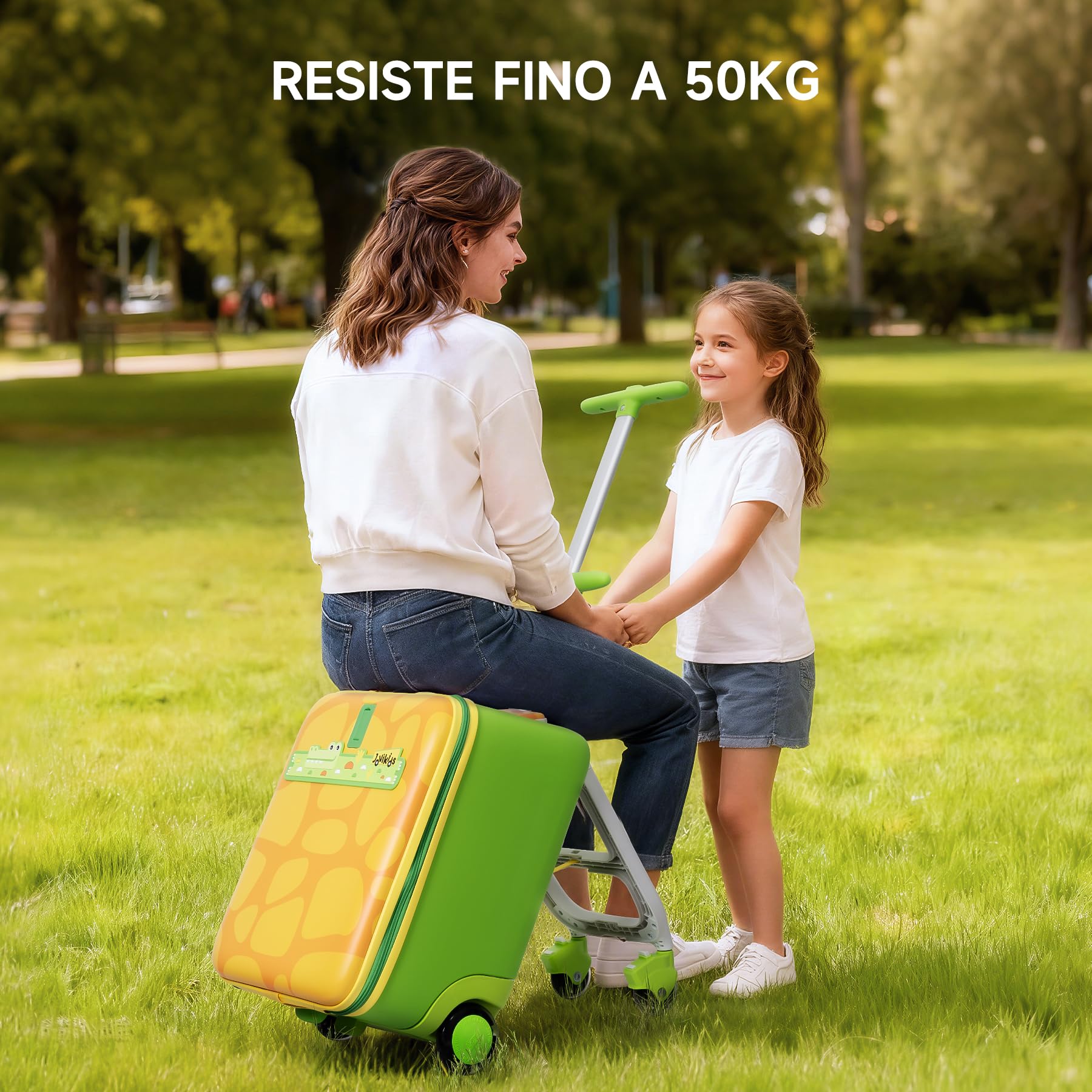 Jovikids Valigia Cavalcabile per Bambini, 38L Trolley Bagaglio a mano, Bambini dai 3 anni in su, Ruote universali, braccioli per bambini, 30 * 38.6 * 56.9cm (green)