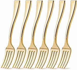 Posh Setting Plastic Mini Gold Forks, Gold Plastic Tasting Fork, (4 inch 72 Count) Gold Mini Forks for Ice Cream Sampling, Appetizers Tasting, Puddings, Gelato, Cockatils