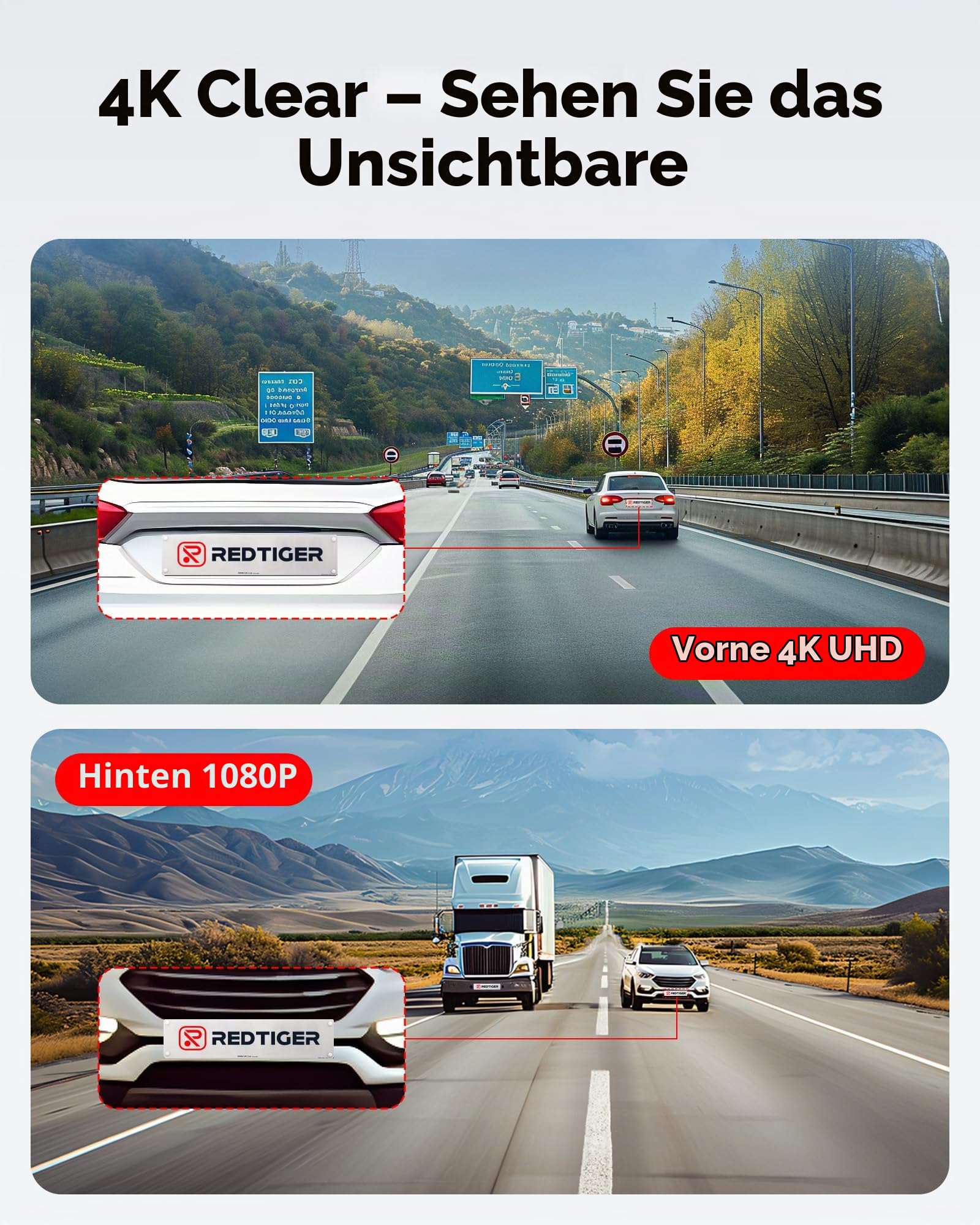 REDTIGER F7NP Dashcam und OBD Hardwire Kit, 4K Starvis 2 Dashcam Auto mit integriertem GPS, WLAN und mitgelieferter Speicherkarte