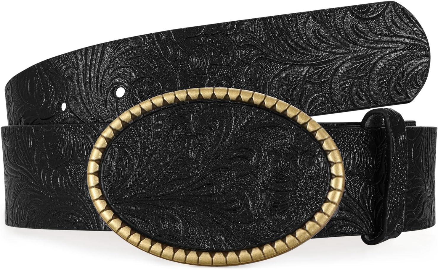 VONMELLI Western Belt for Women Men Cowgirl Cowboy Embossed Belts Vintage Floral Buckle for Jeans Pants - Image 7