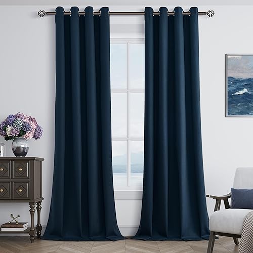 Miniatura 69 de Cream Linen Blackout Curtains 96 Length 2 Panels Set for Living Room Bedroom, 100% Black Out Thermal Insulated Linen Drapes, Room Darkening Grommet