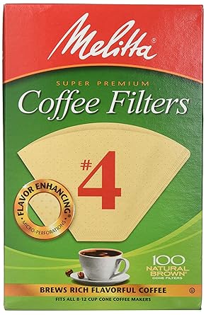 Amazon.com: Melitta M4#4 - Filtros de café cono, color marrón natural #4,  100 unidades (paquete de 6), 600 : Hogar y Cocina