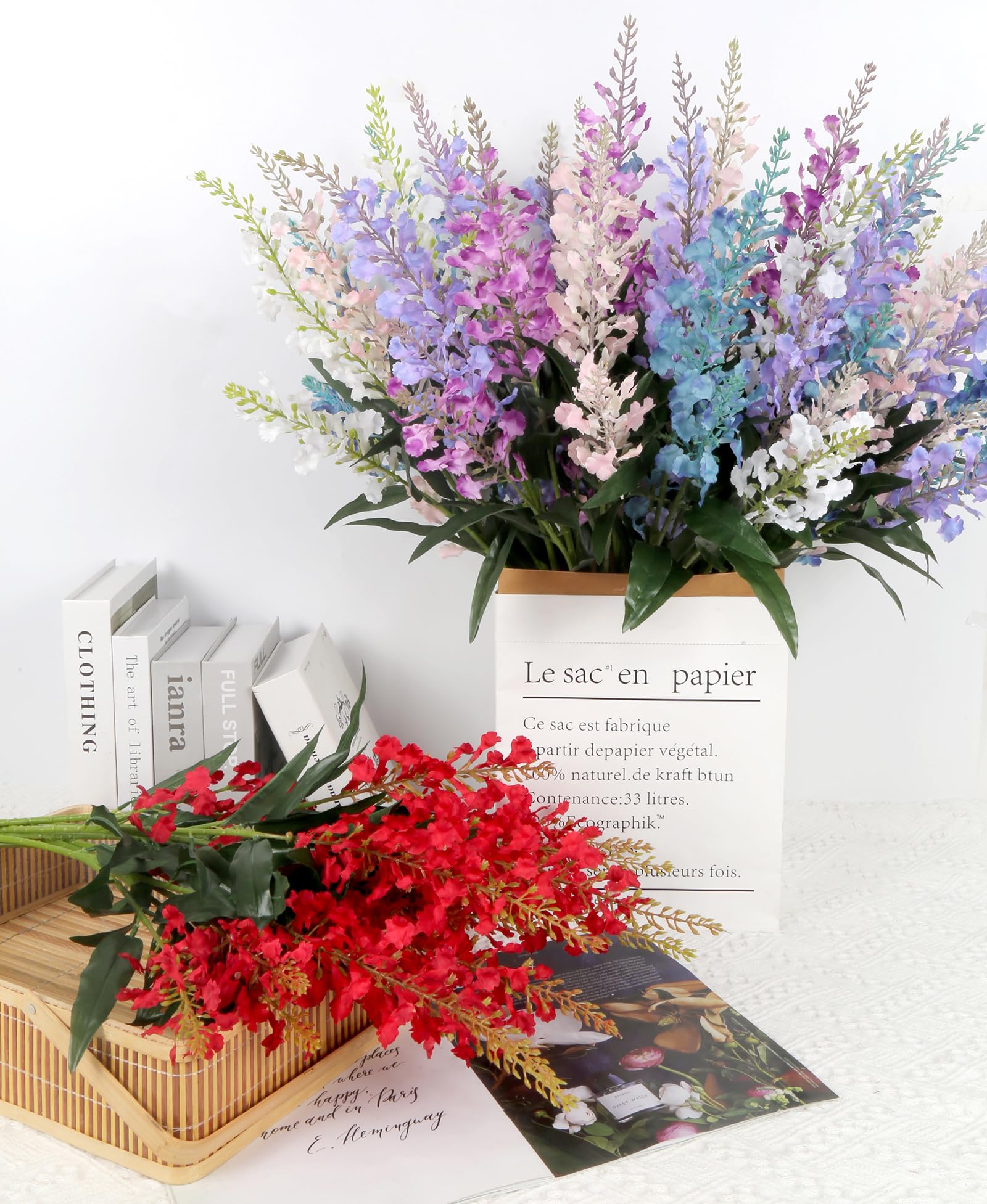 Amazon｜Fqueelvys レッドラベンダー造花、8個 ラベンダーフラワー