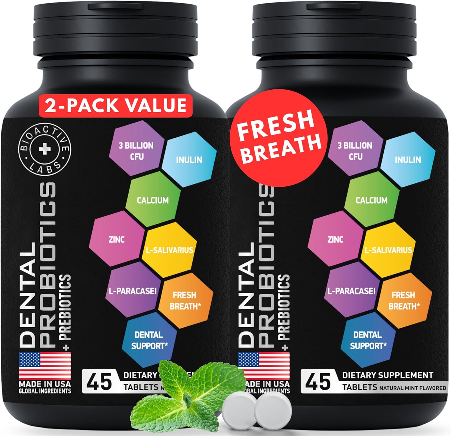 Dental Probiotics For Bad Breath & Oral Health - Best Lactobacillus Salivarius Probiotic Tablets Fight Chronic Bad Breath and Restore Good Bacteria - Oral Probiotics For Teeth And Gums - 90 Tablets