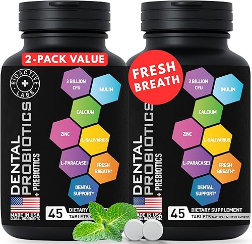 Probióticos dentales para el mal aliento y la salud bucal - Las mejores tabletas probióticas de Lactobacillus Salivarius combaten el mal aliento