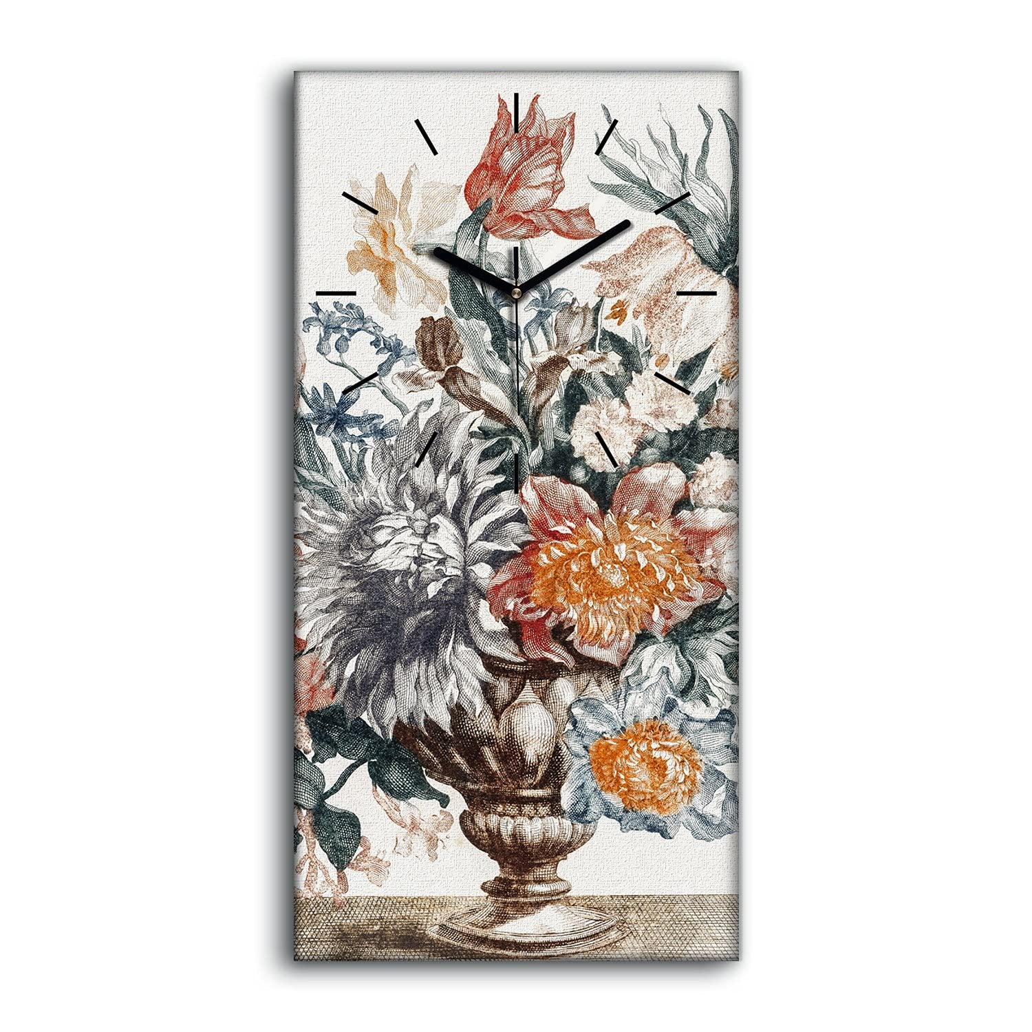 Horloge sur toile fleurs et plantes pour une décoration de salon zen