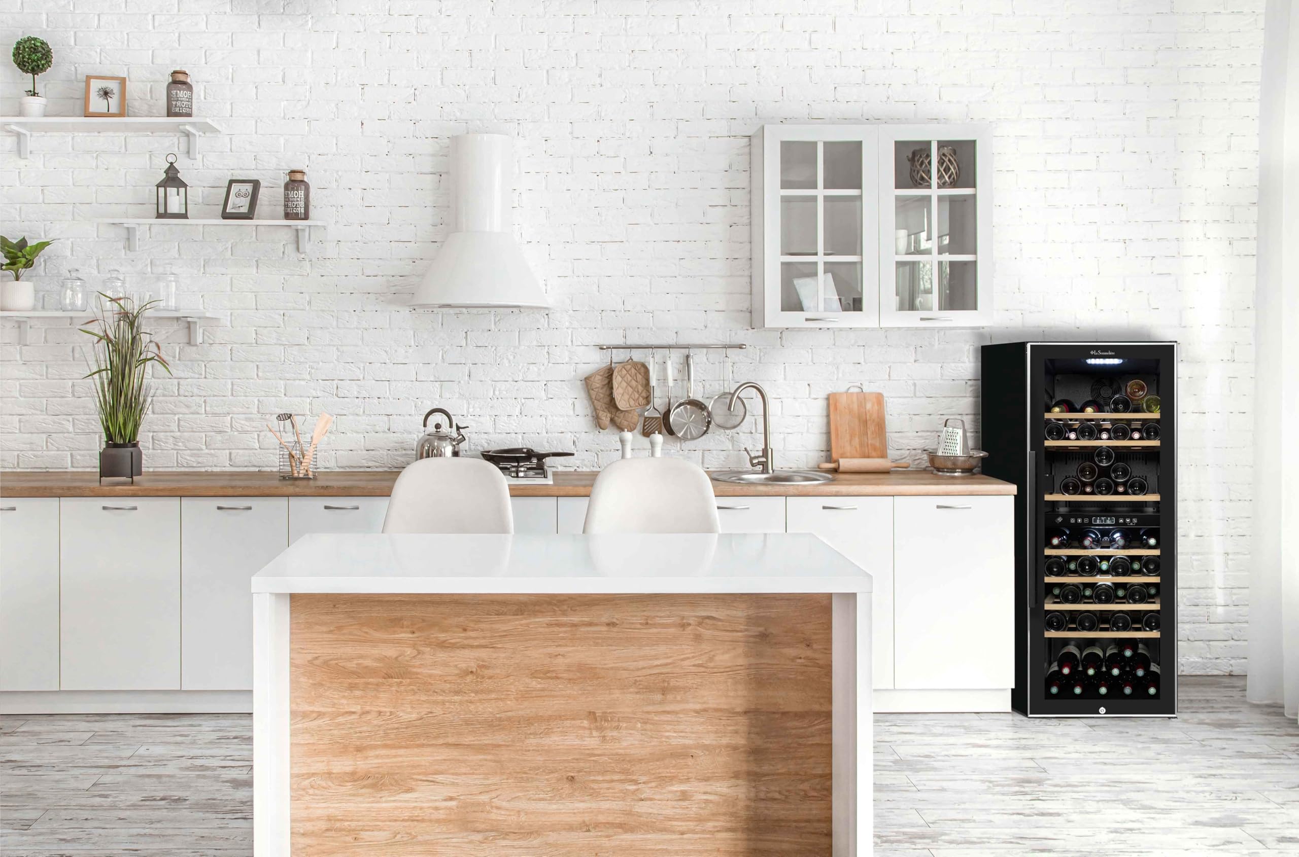 La Sommeliere - Weinkühlschrank ECS81,2Z, 75 Flaschen, 2 Zonen Temperier-Servier-Weinschrank, Glastür aus UV-undurchlässigem Glas, Temperaturbereich von 5°C bis 20°C, freistehend