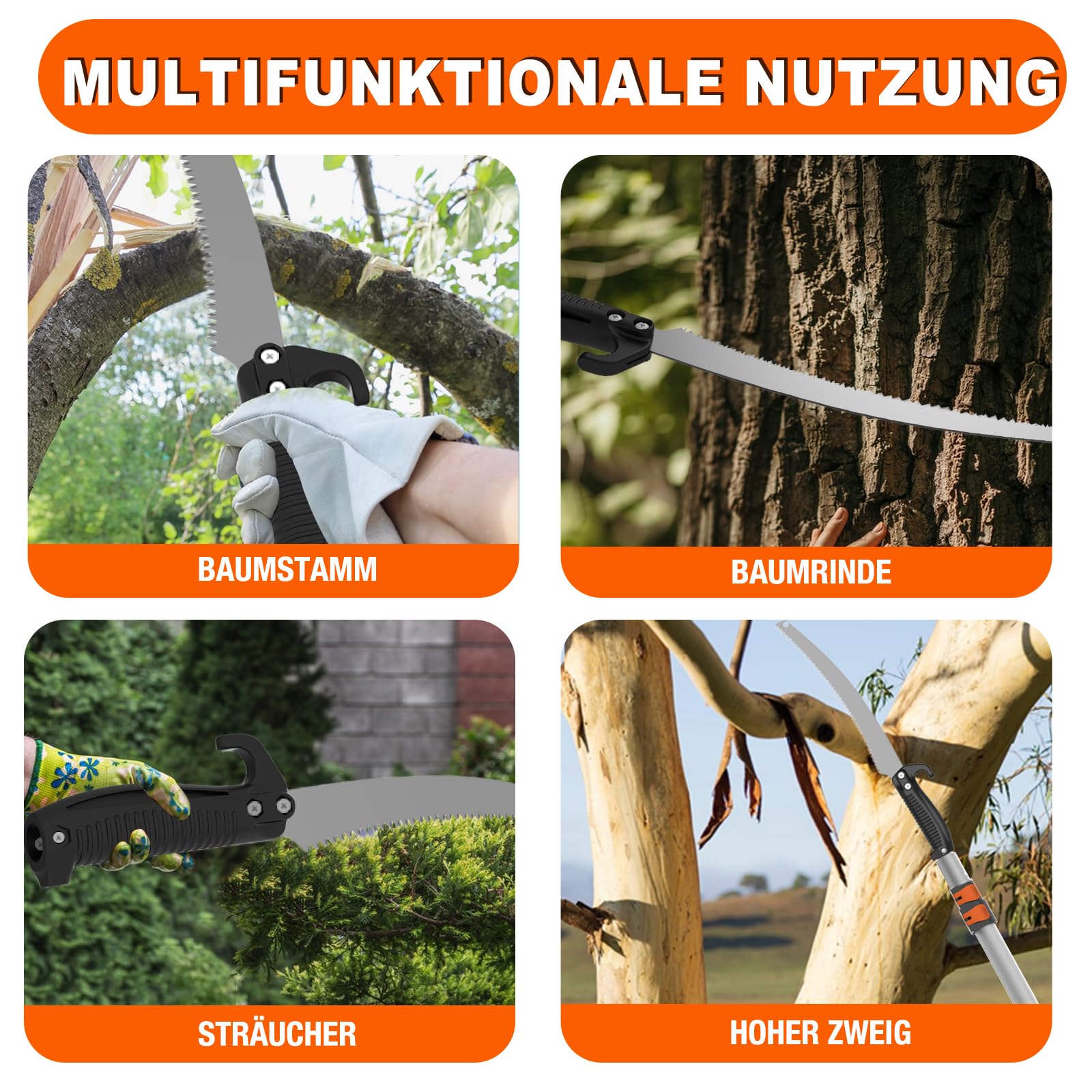SISUPASSIE 6M Teleskop Astsäge –Manuelle Säge für den Baumschnitt, Teleskopsäge für Garten, Terrasse und Hof