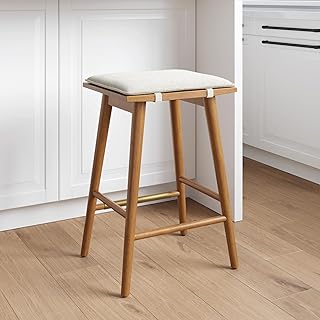Nathan Barstool with Wood Legs and Linen Cushion