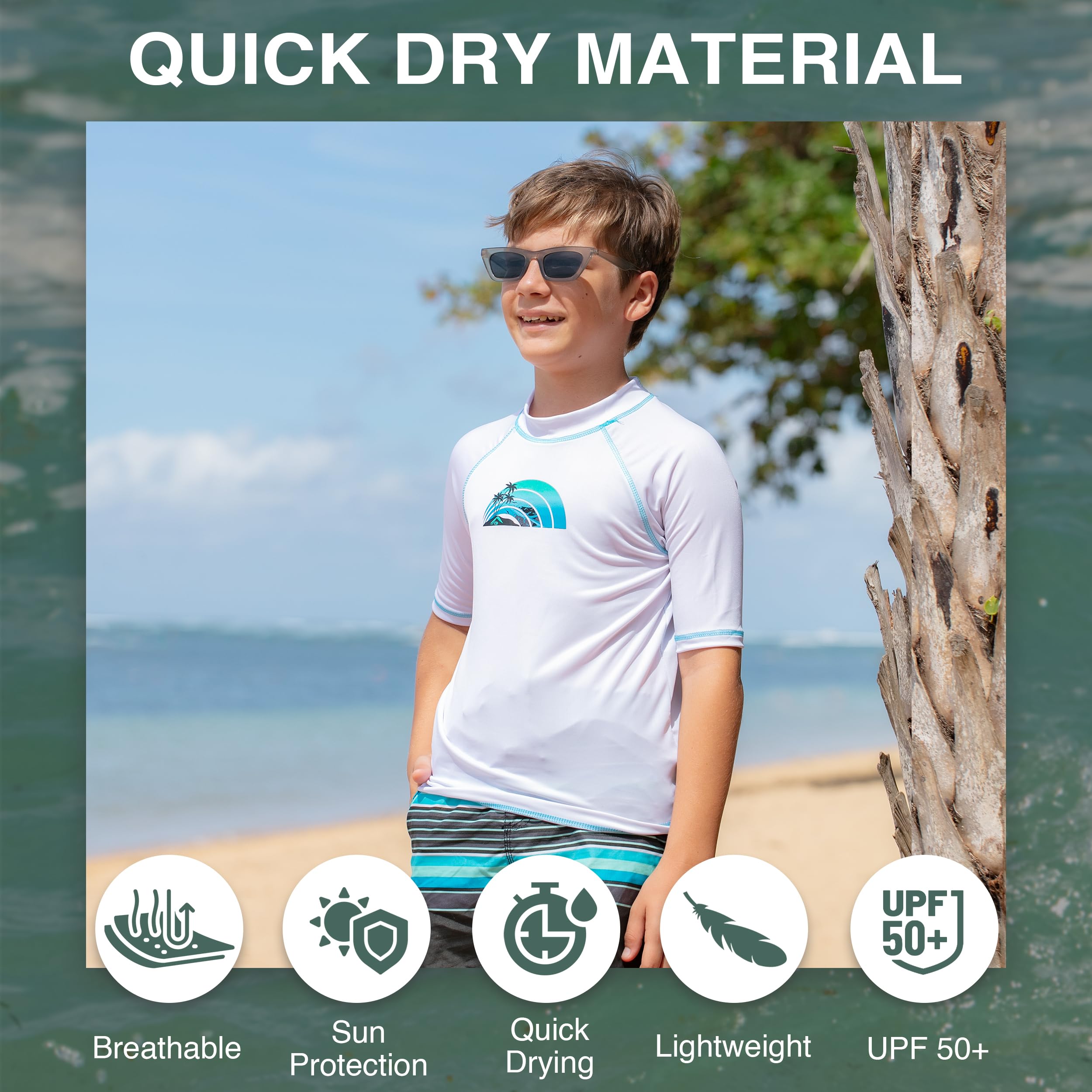Kanu Surf Haywire UPF 50+ Sun Protective Rashguard Swim Shirt Maglia Rush Guard Bambini e Ragazzi