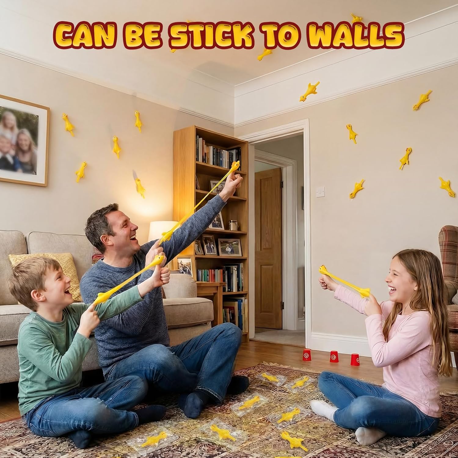 POPLAY 42PCS Flying Chicken Slingshot, Valentines Party Favors Treasure Box Toys for Kids, Flicking Rubber Chickens Finger Toys for Birthday Party Activity Gift, Classroom Prizes, Goodie Bag Stuffer - Image 4