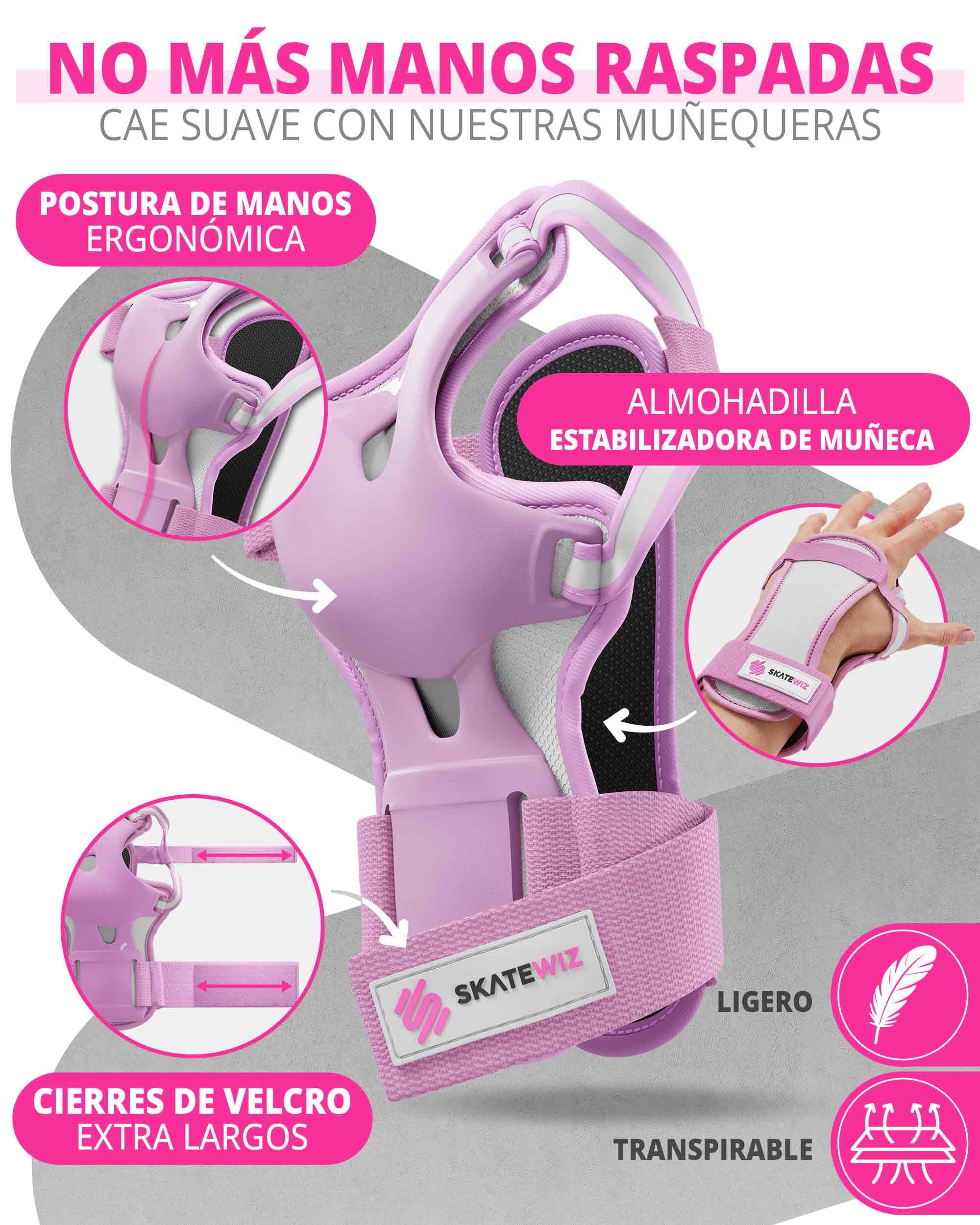 SKATEWIZ Protecciones Patines Set - Para Niño, Niña, Adolescentes y Adultos [6 piezas] con Rodilleras y Coderas Muñequeras - Protecciones Patines Niño — view 8