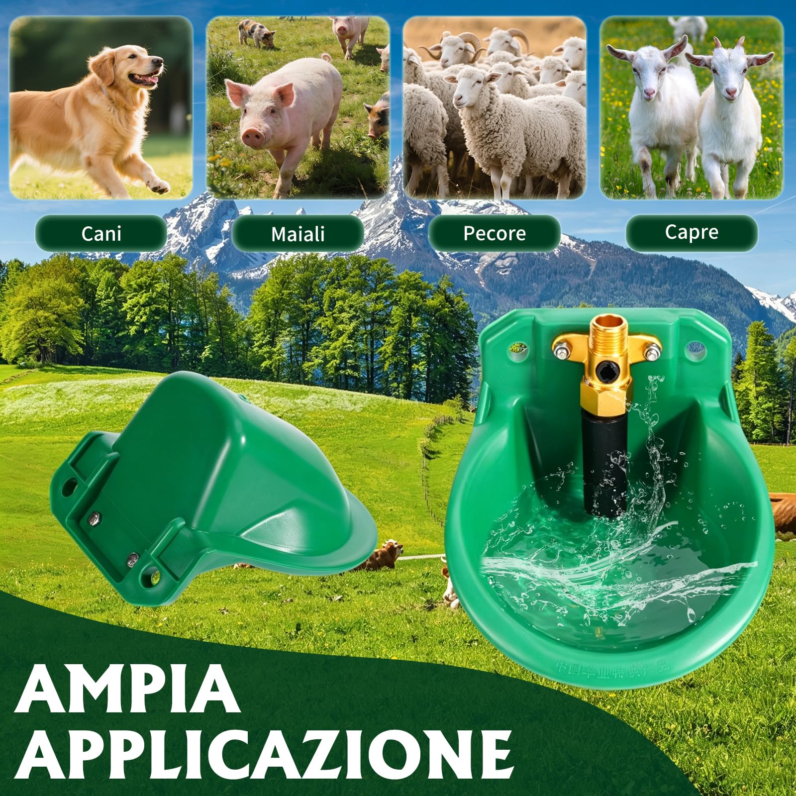 Farm & Ranch - Ciotola automatica per l’acqua per pecore, valvola in rame