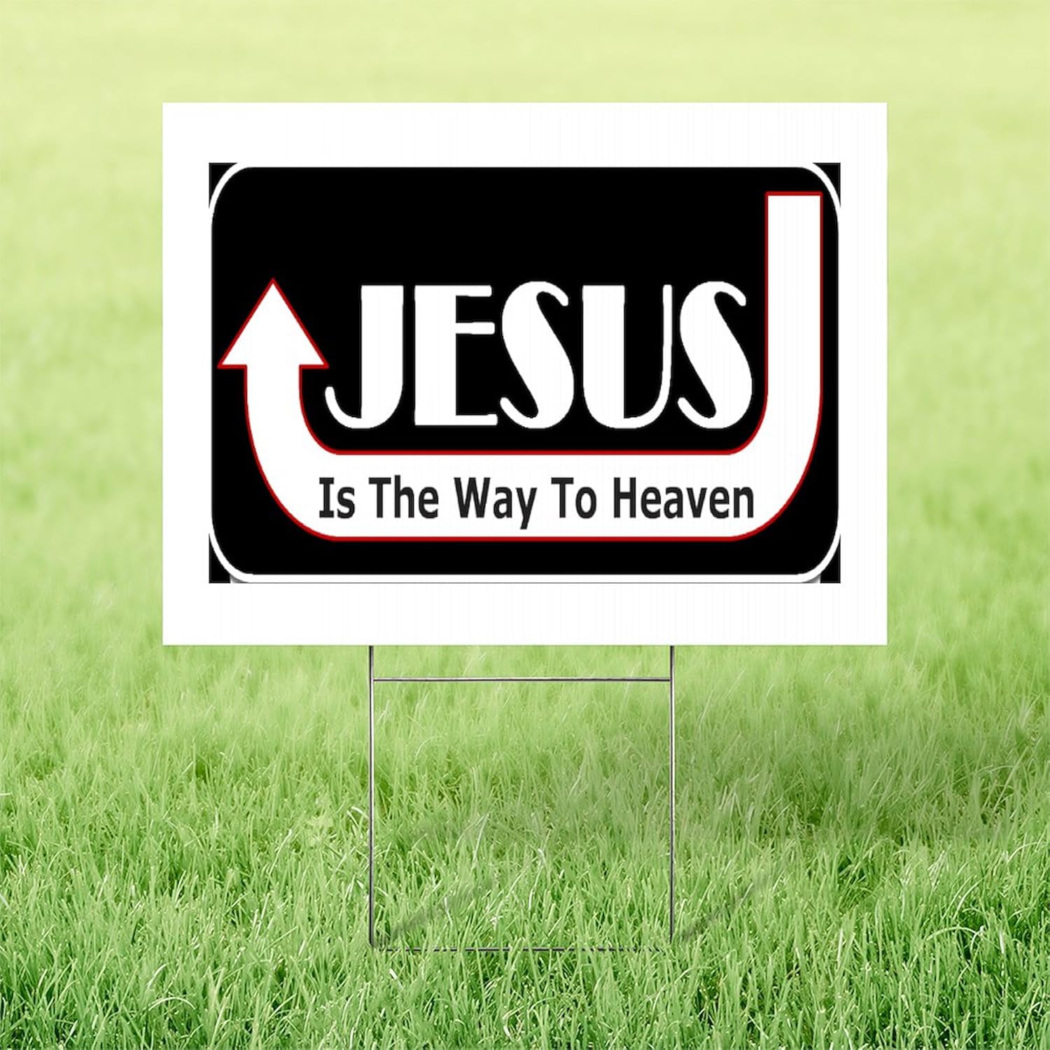 CafePress Jesus Is The Way To Heaven Yard Sign, Vinyl Lawn Sign, 22" w x 18" h
