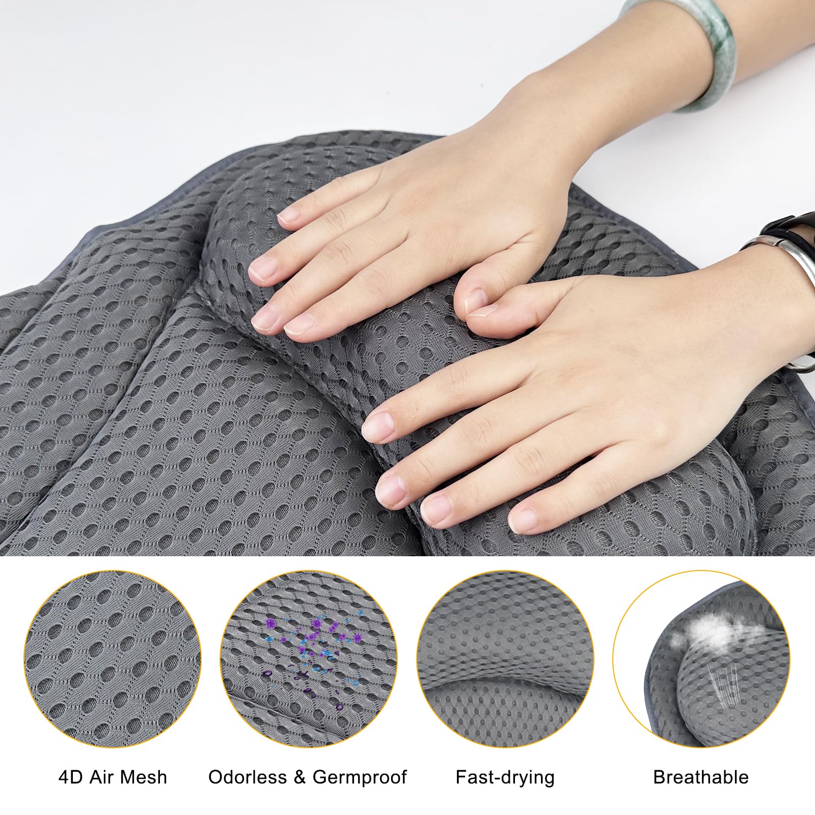 Chiluxendo Almohada Bañera, Cojin Bañera Antideslizantes, Bathtub Pillows, Almohada de Baño con Tecnología de Malla de Aire 4D y 6 Ventosas, Accesorios de Baño con Reposacabezas Ergonómicos (Gris)